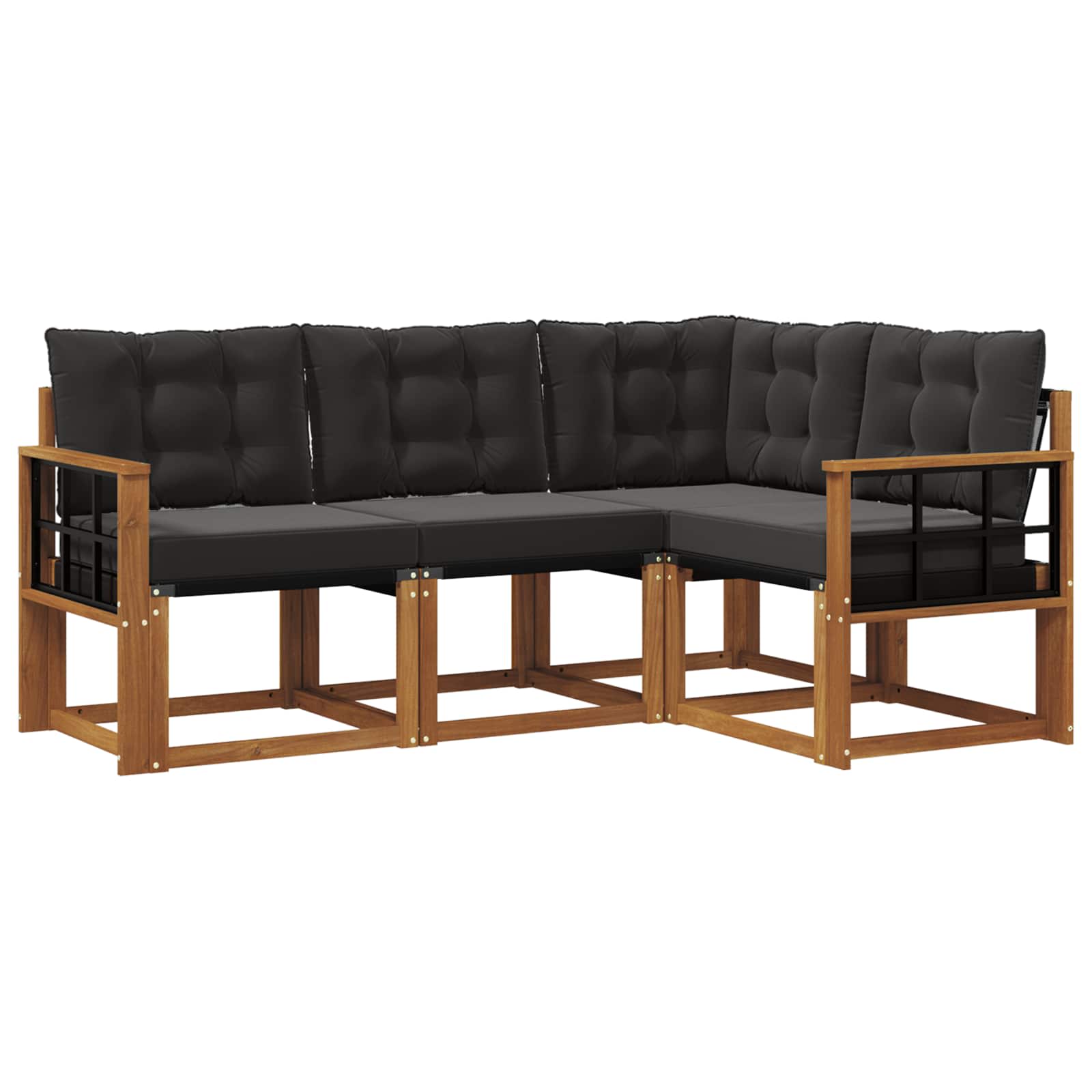 Ensemble de canapés d'extérieur 4 pcs Naturel et Noir - XIOS