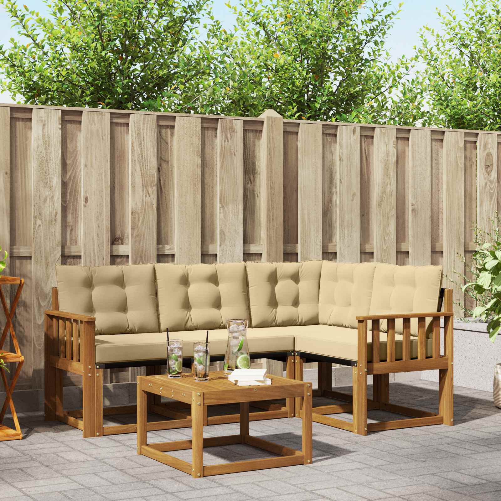 Ensemble de canapés d'extérieur 5 pcs Naturel et Beige - XIOS