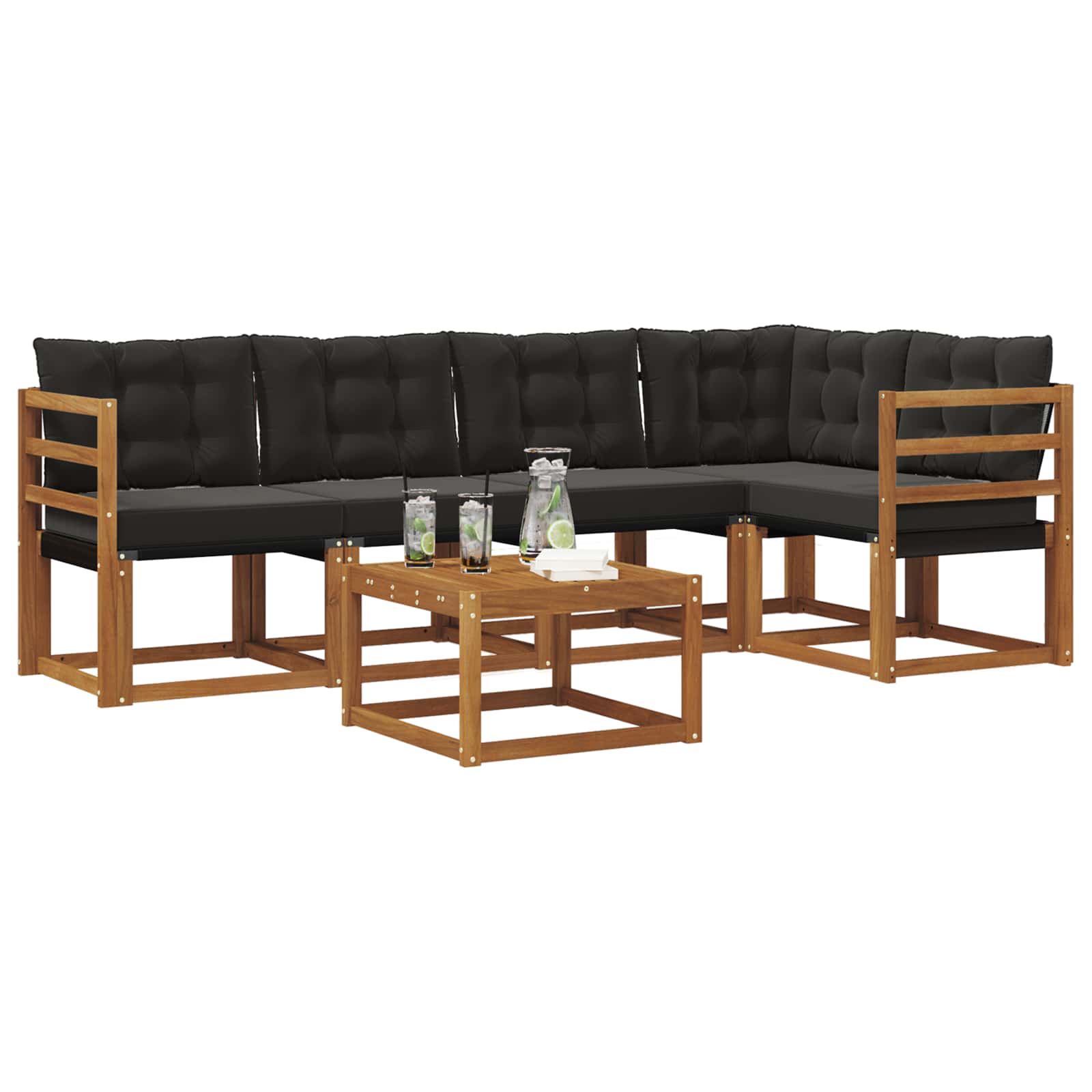 Ensemble de canapés d'extérieur 6 pcs Naturel et Noir - XIOS