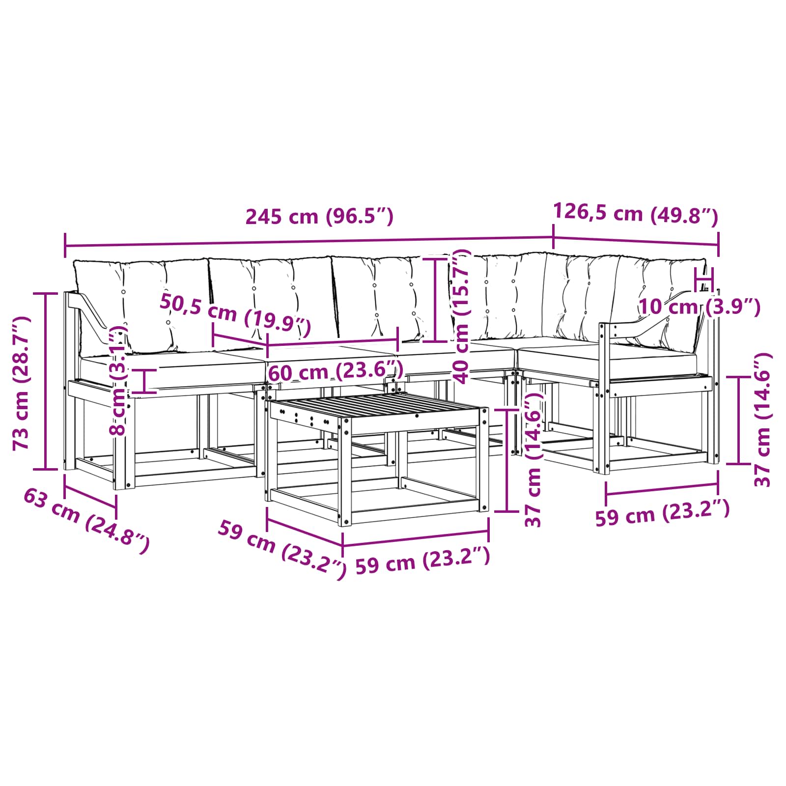 Ensemble de canapés d'extérieur 6 pcs Naturel et Beige - XIOS