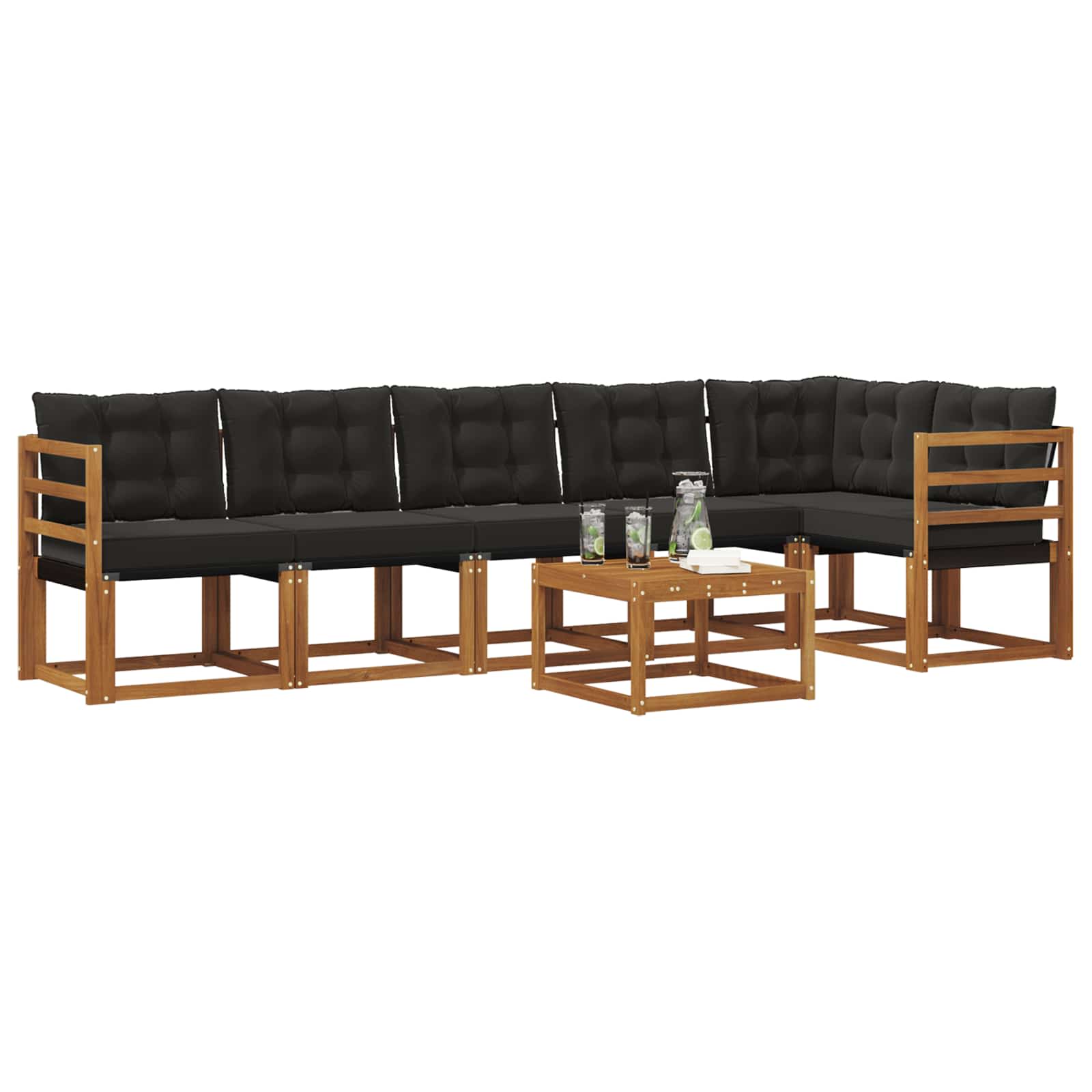 Ensemble de canapés d'extérieur 7 pcs Naturel et Noir - XIOS