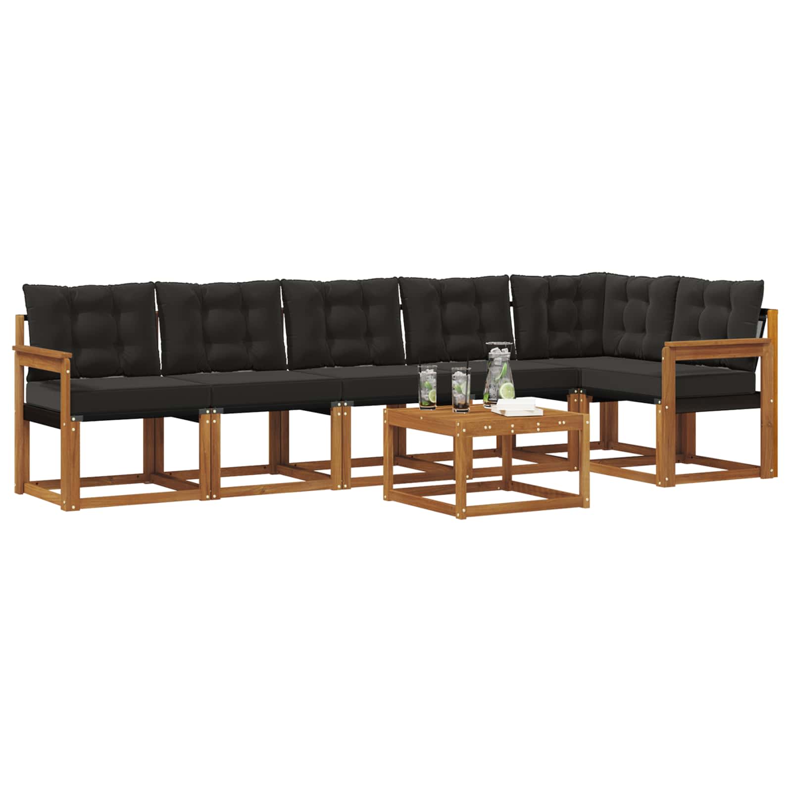 Ensemble de canapés d'extérieur 7 pcs Naturel et Noir - XIOS