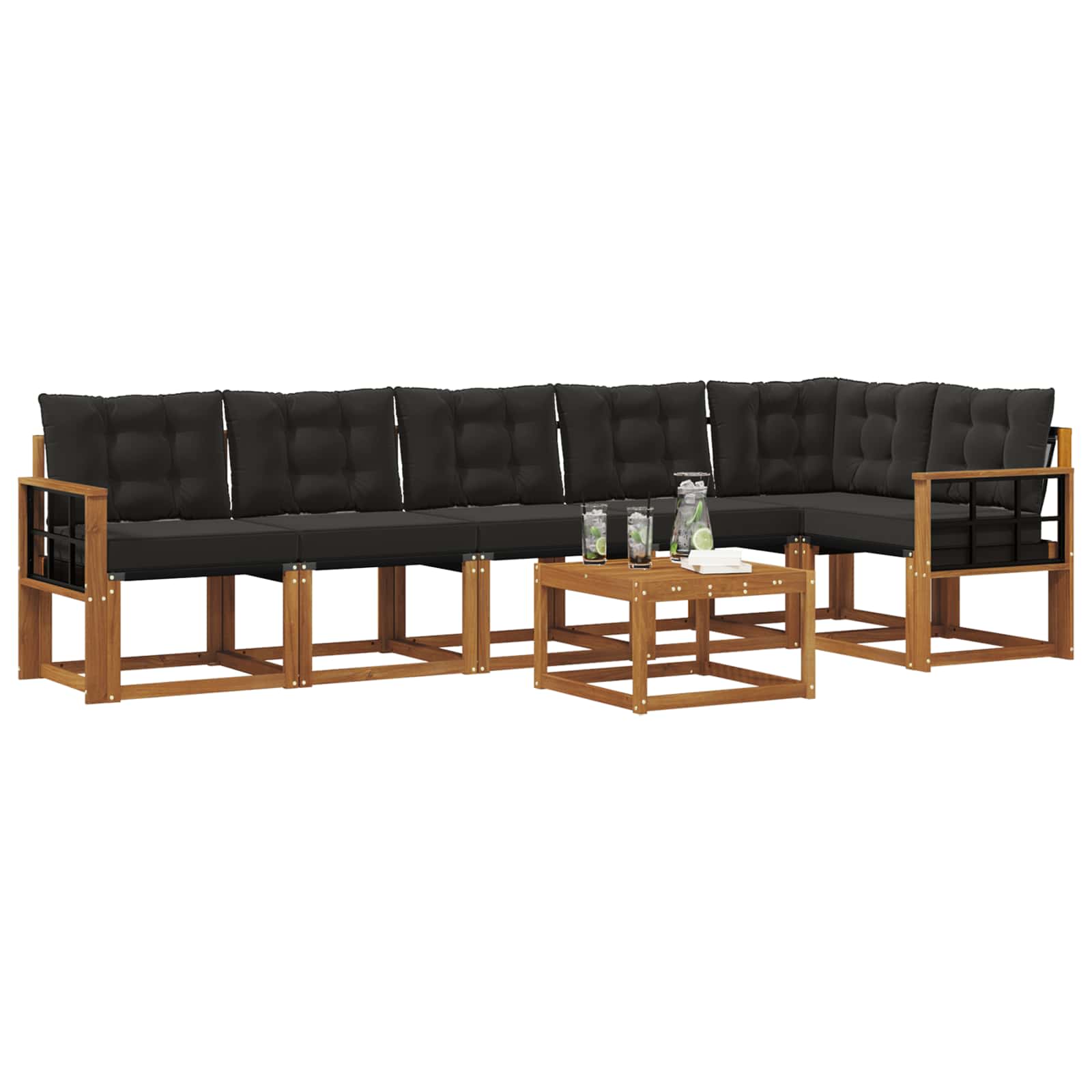 Ensemble de canapés d'extérieur 7 pcs Naturel et Noir - XIOS
