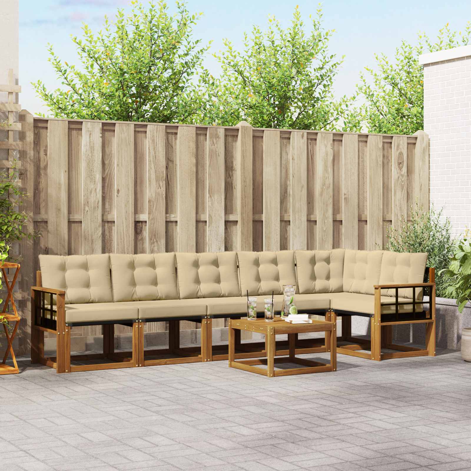 Ensemble de canapés d'extérieur 7 pcs Naturel et Beige - XIOS