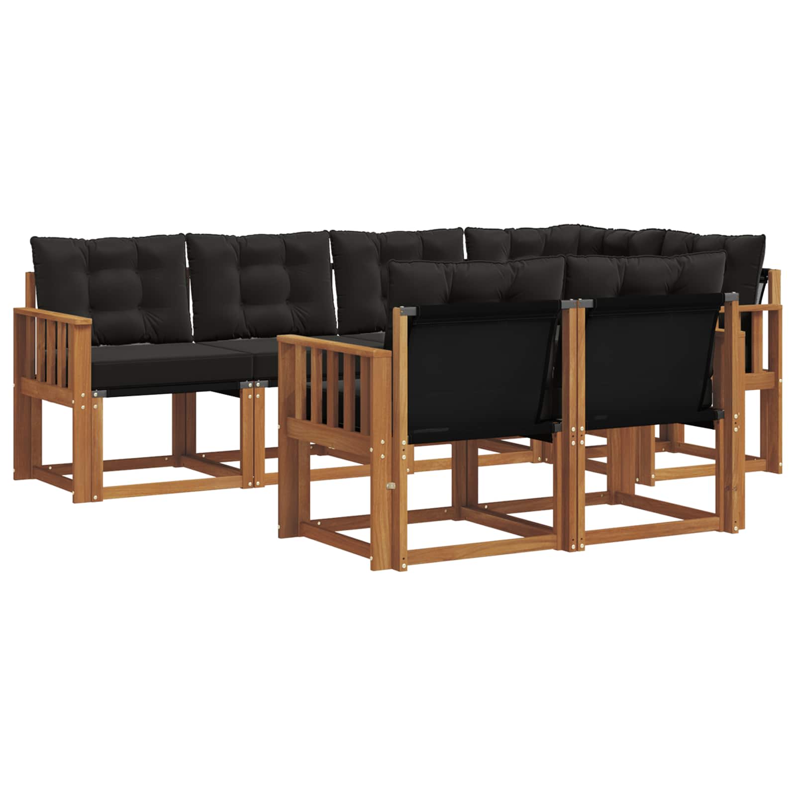 Ensemble de canapés d'extérieur 7 pcs Naturel et Noir - XIOS