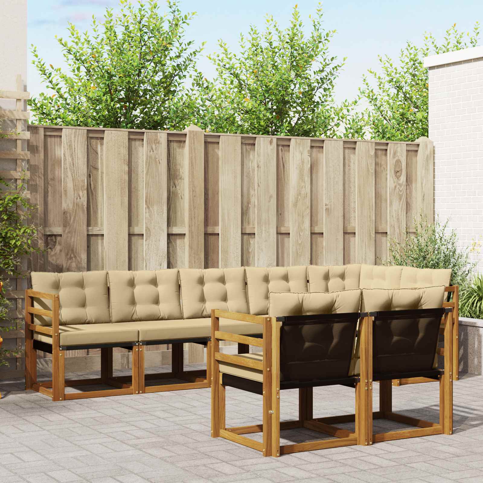 Ensemble de canapés d'extérieur 8 pcs Naturel et Beige - XIOS