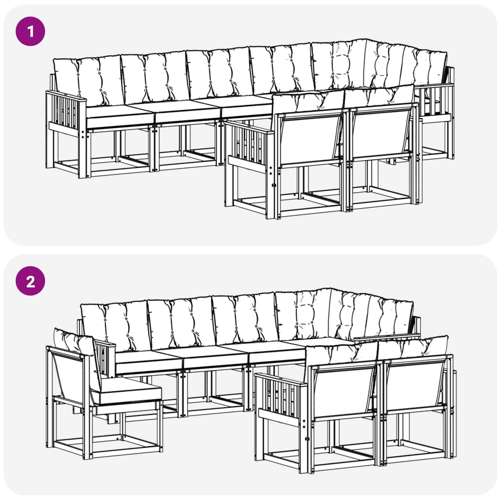 Ensemble de canapés d'extérieur 8 pcs Gris Naturel et Clair - XIOS