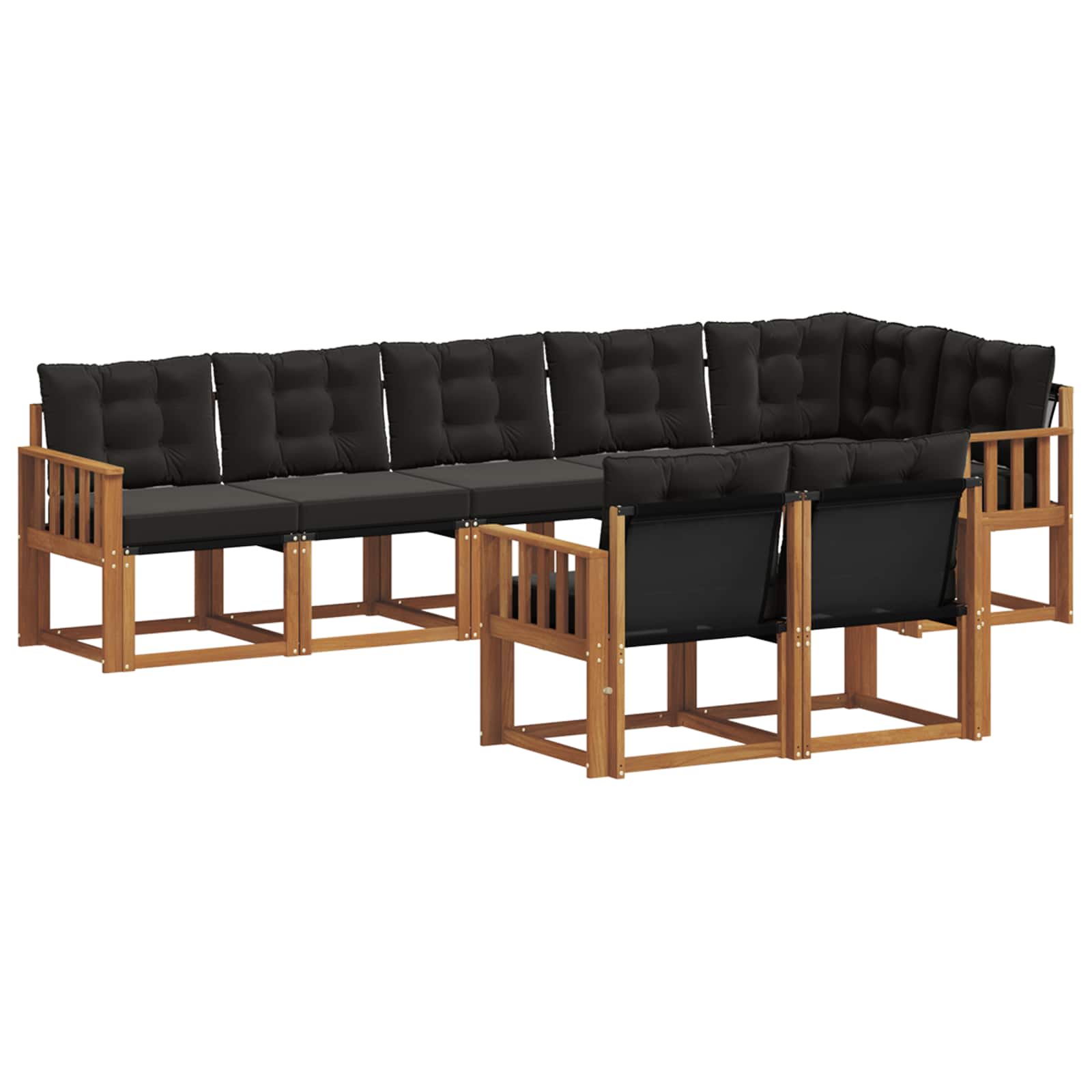 Ensemble de canapés d'extérieur 8 pcs Naturel et Noir - XIOS