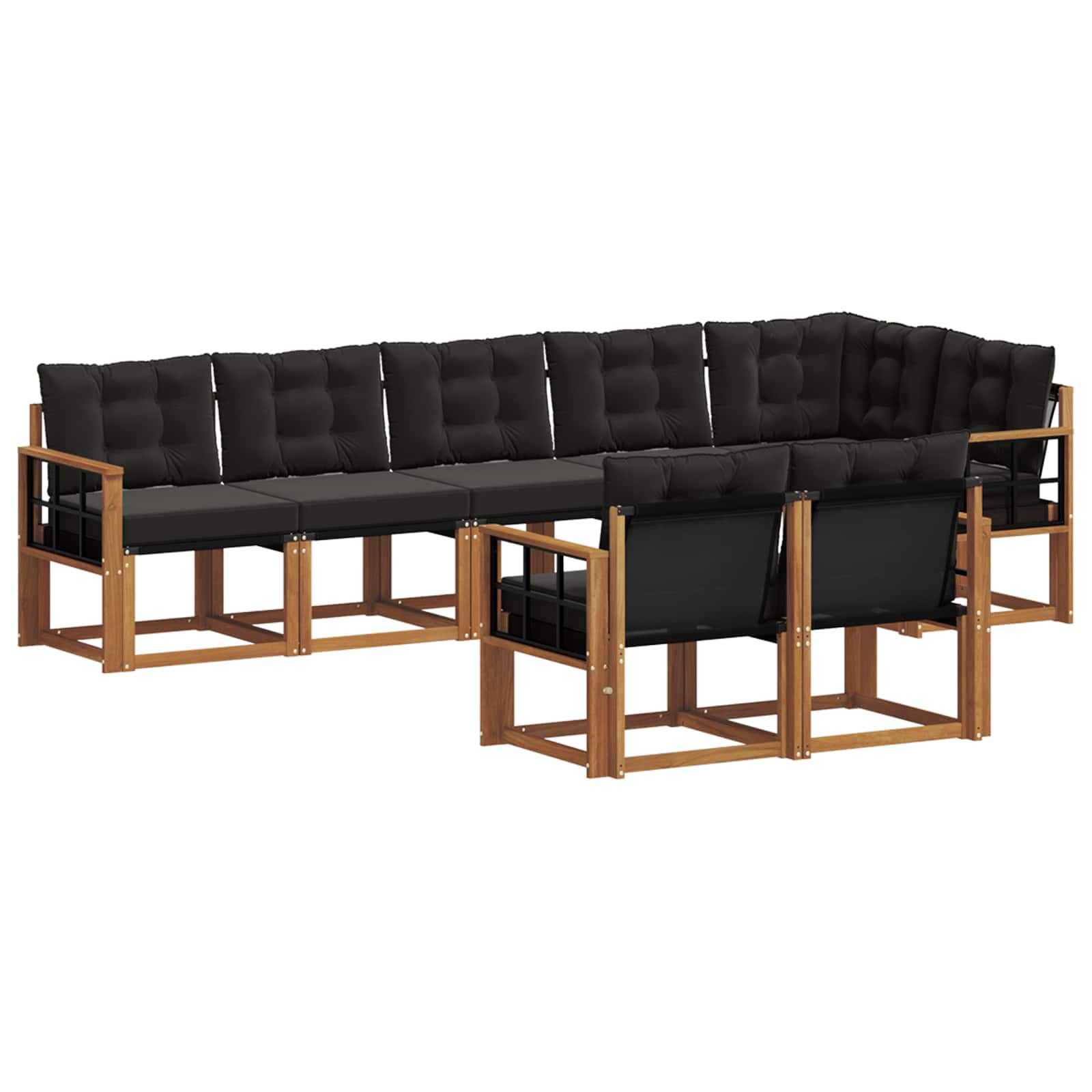 Ensemble de canapés d'extérieur 8 pcs Naturel et Noir - XIOS