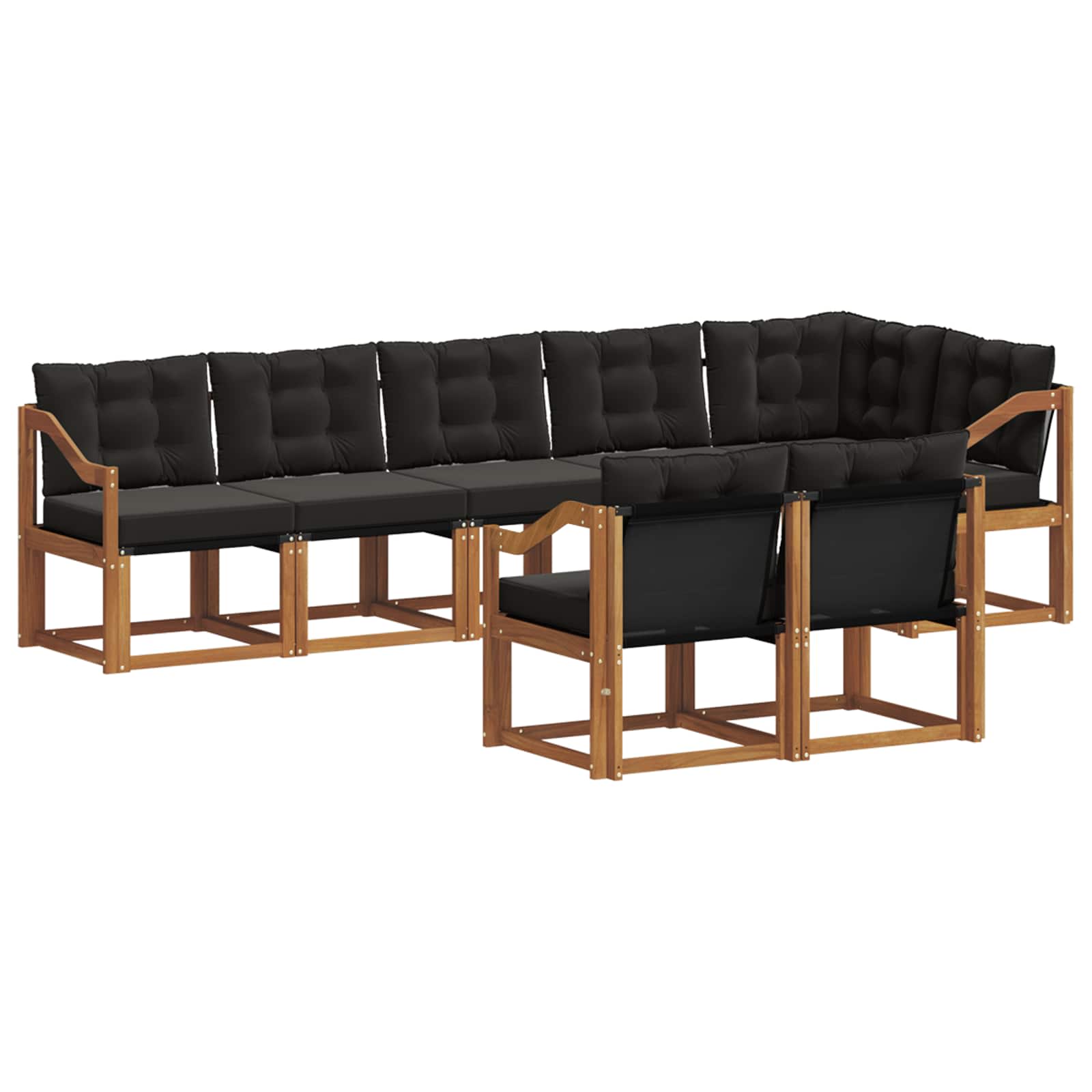 Ensemble de canapés d'extérieur 8 pcs Naturel et Noir - XIOS