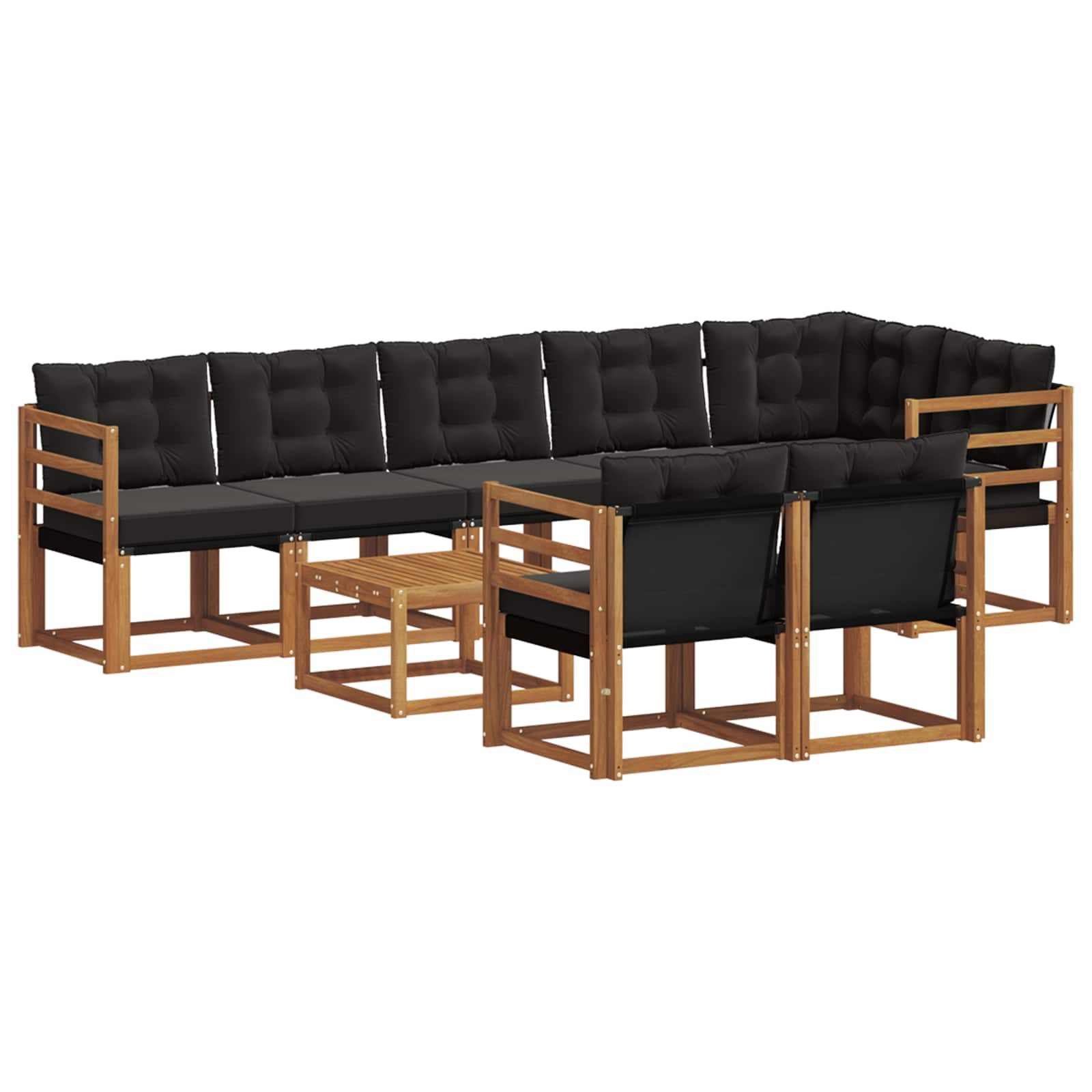 Ensemble de canapés d'extérieur 9 pcs Naturel et Noir - XIOS