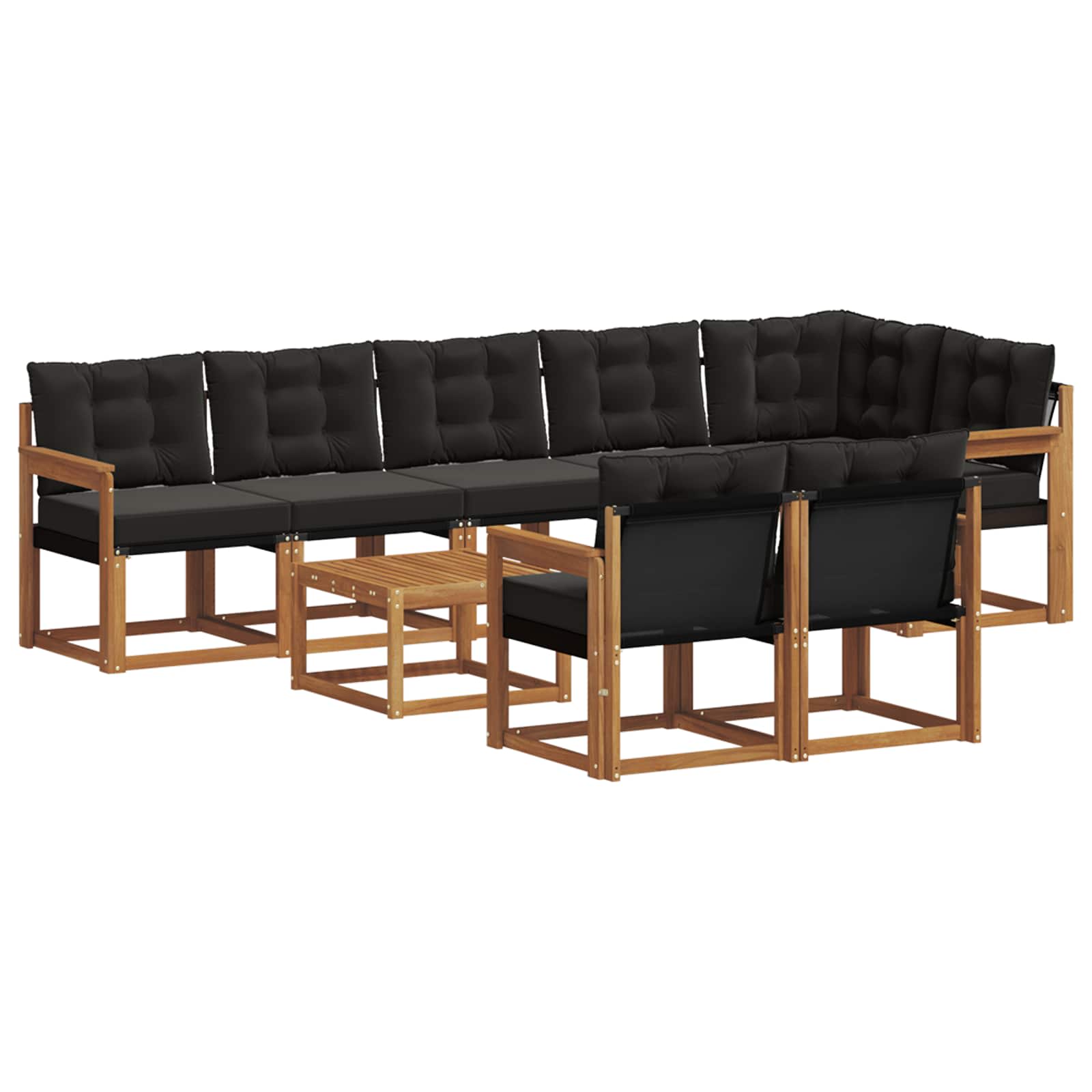 Ensemble de canapés d'extérieur 9 pcs Naturel et Noir - XIOS