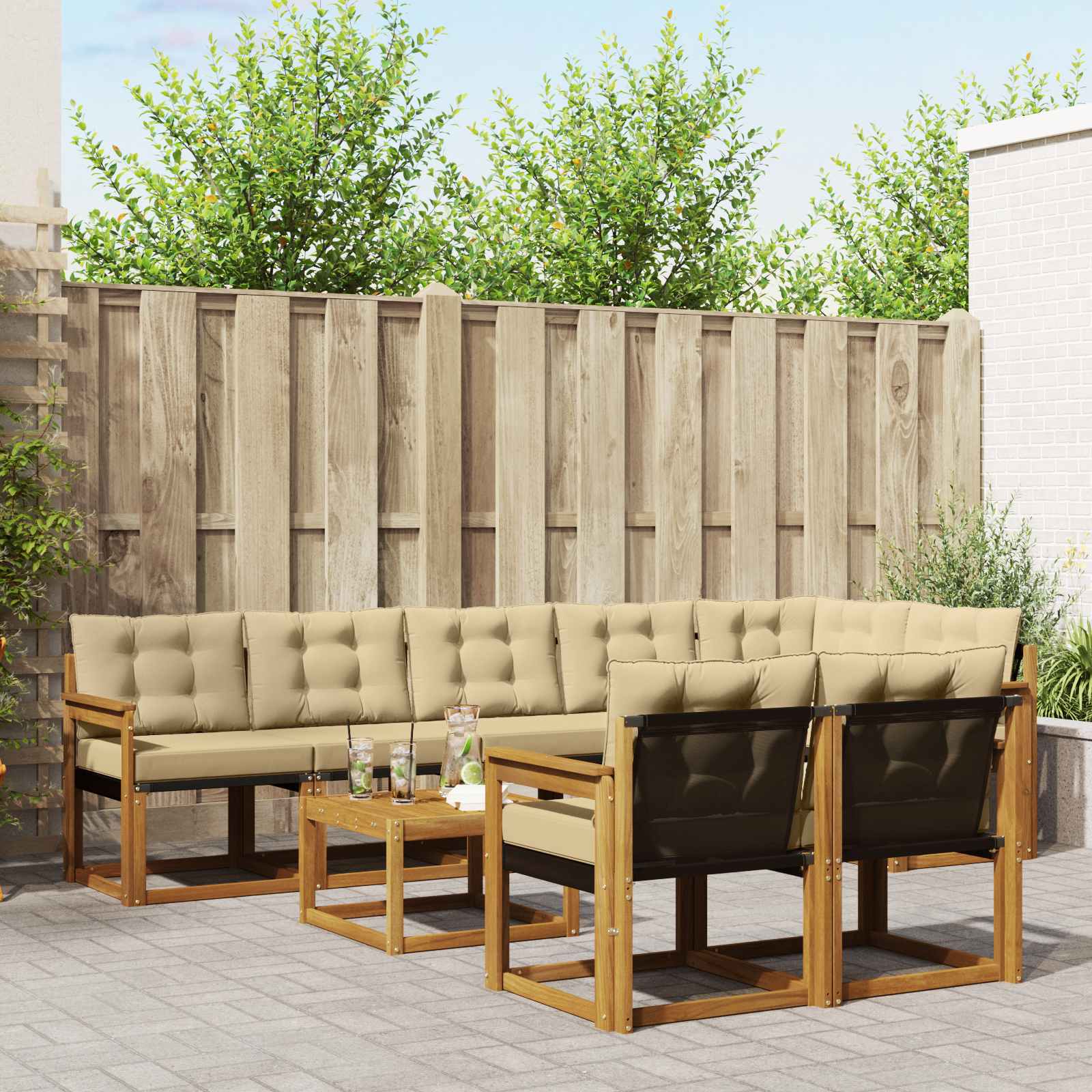 Ensemble de canapés d'extérieur 9 pcs Naturel et Beige - XIOS