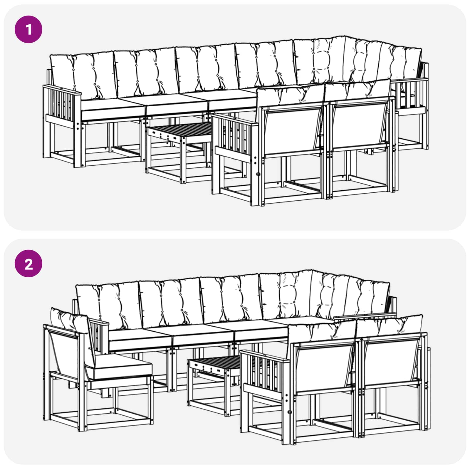 Ensemble de canapés d'extérieur 9 pcs Naturel et Beige - XIOS