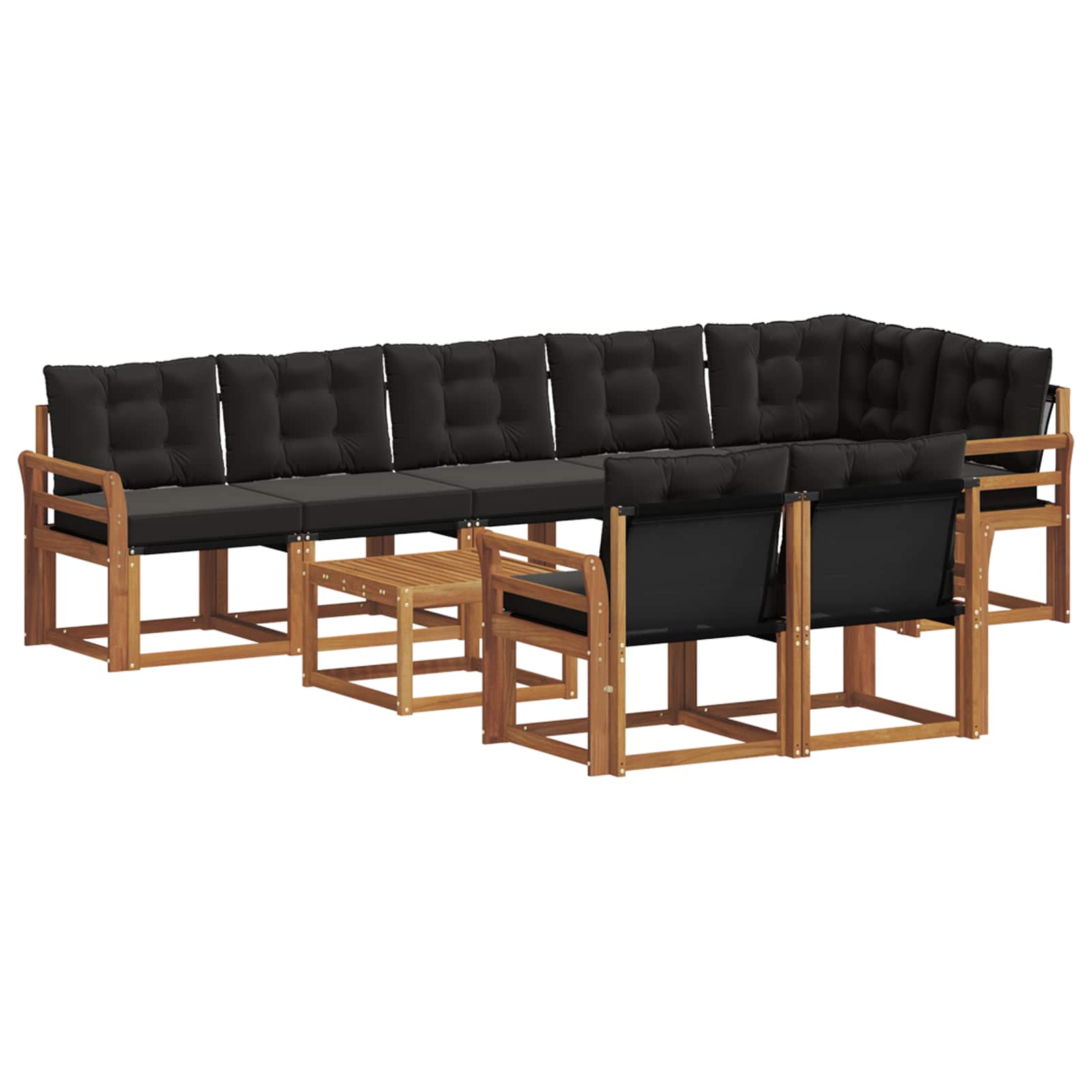 Ensemble de canapés d'extérieur 9 pcs Naturel et Noir - XIOS