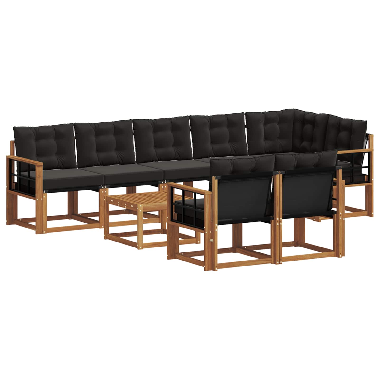 Ensemble de canapés d'extérieur 9 pcs Naturel et Noir - XIOS