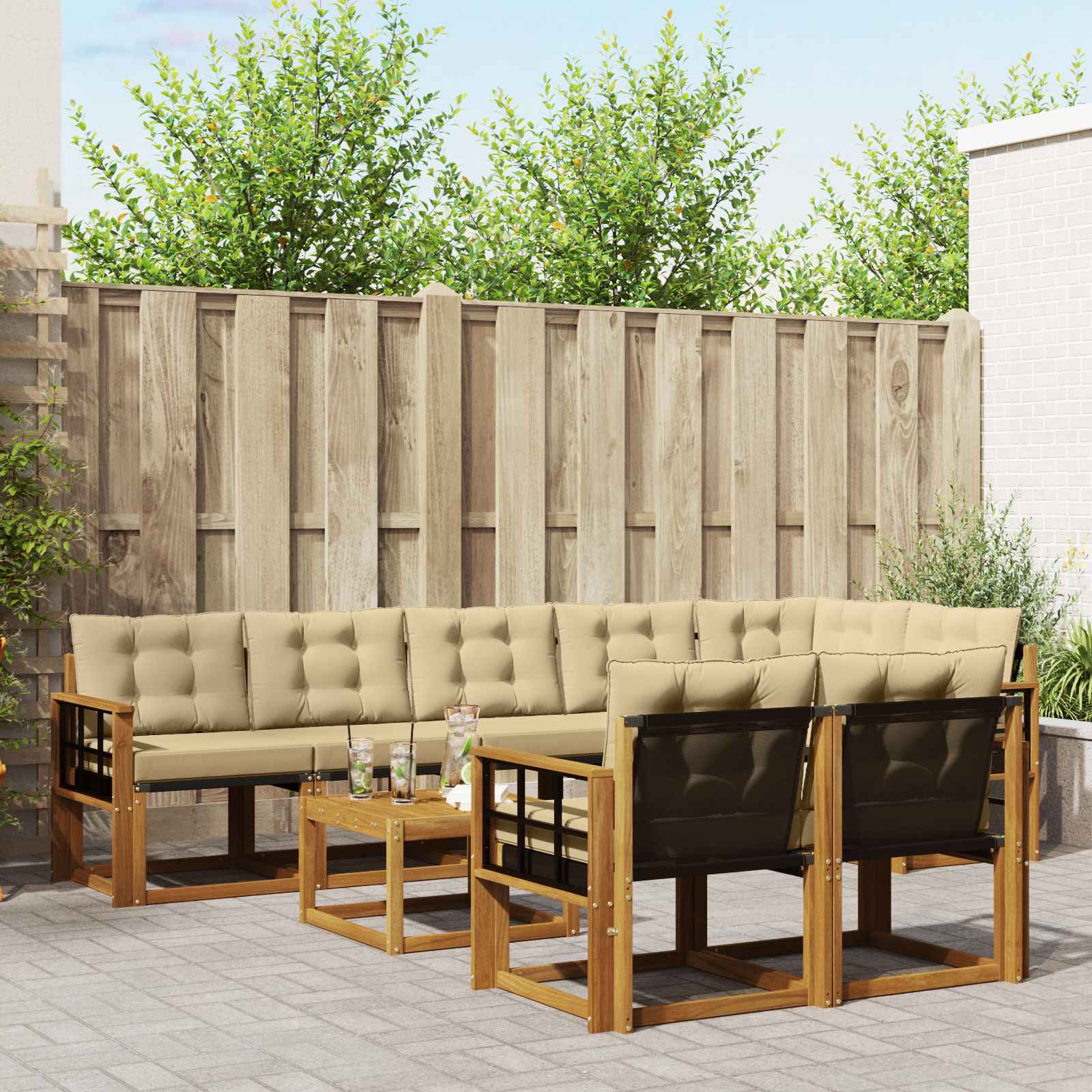 Ensemble de canapés d'extérieur 9 pcs Naturel et Beige - XIOS