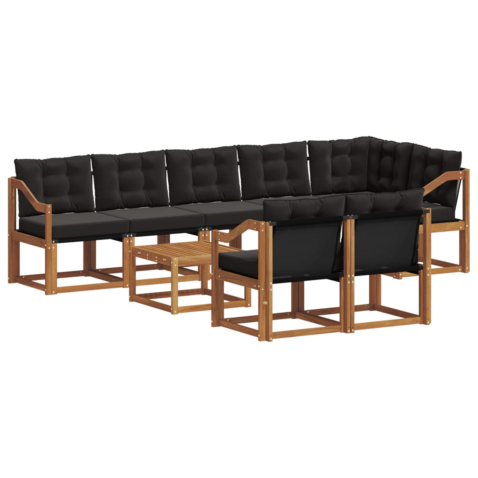 Ensemble de canapés d'extérieur 9 pcs Naturel et Noir - XIOS