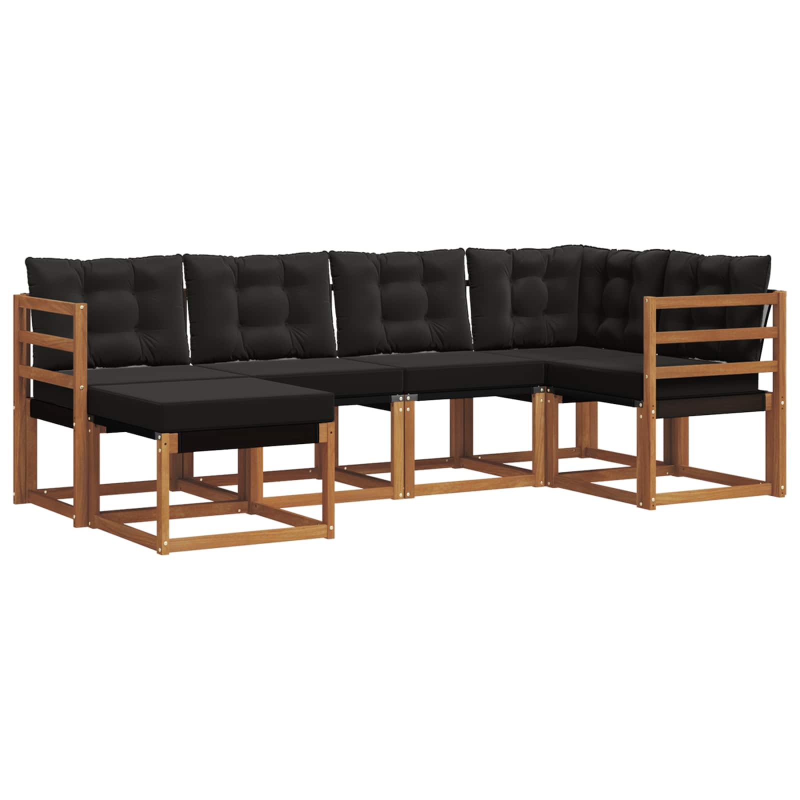 Ensemble de canapés d'extérieur 6 pcs Naturel et Noir - XIOS