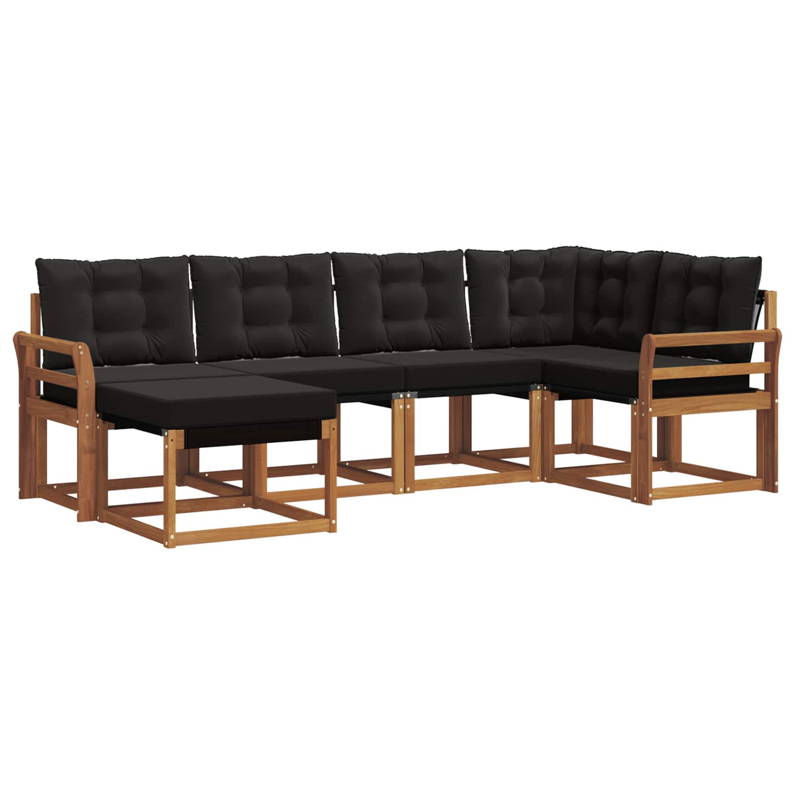 Ensemble de canapés d'extérieur 6 pc Naturel et Noir