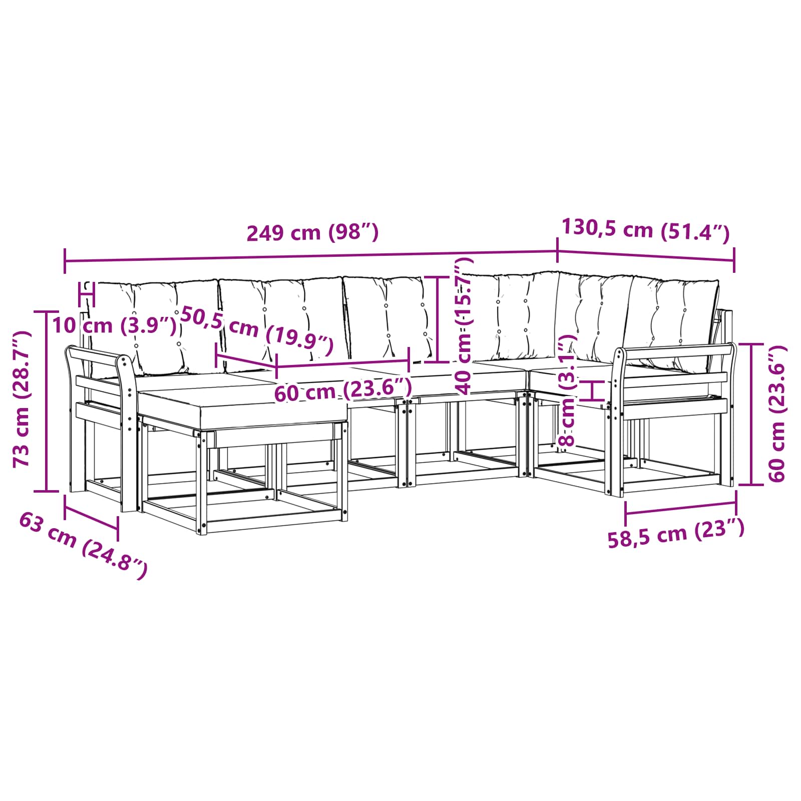 Ensemble de canapés d'extérieur 6 pcs Naturel et Beige - XIOS