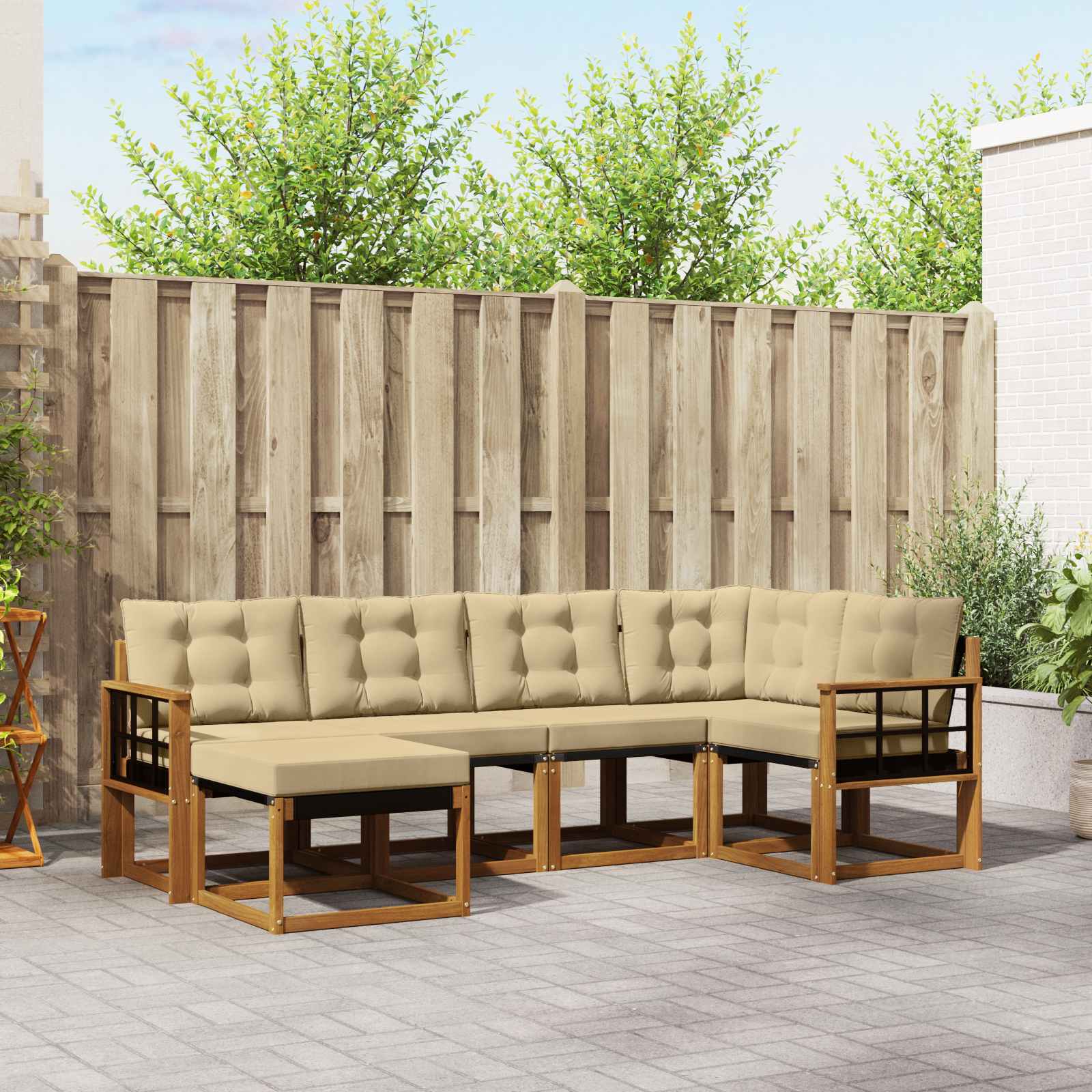 Ensemble de canapés d'extérieur 6 pcs Naturel et Beige - XIOS