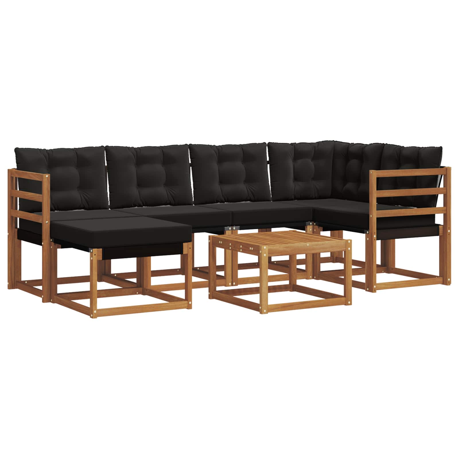 Ensemble de canapés d'extérieur 7 pcs Naturel et Noir - XIOS