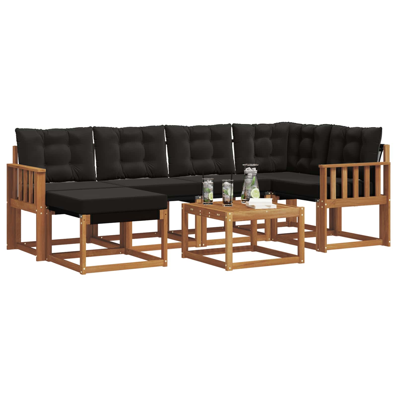 Ensemble de canapés d'extérieur 7 pcs Naturel et Noir - XIOS