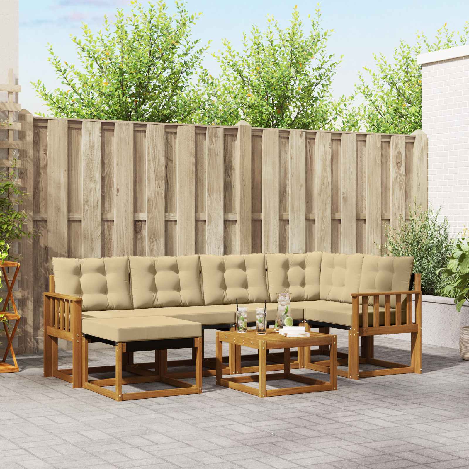 Ensemble de canapés d'extérieur 7 pcs Naturel et Beige - XIOS