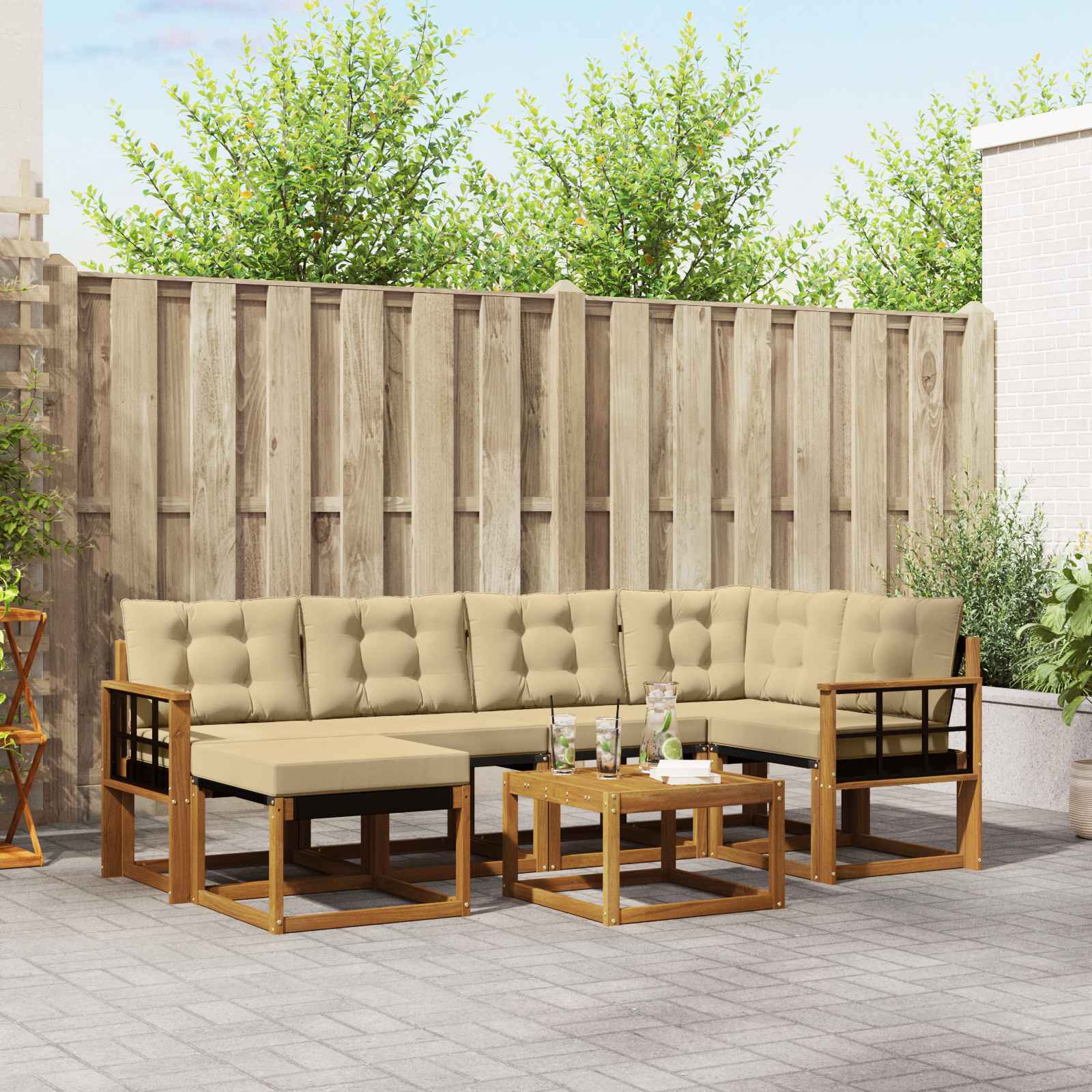 Ensemble de canapés d'extérieur 7 pcs Naturel et Beige - XIOS