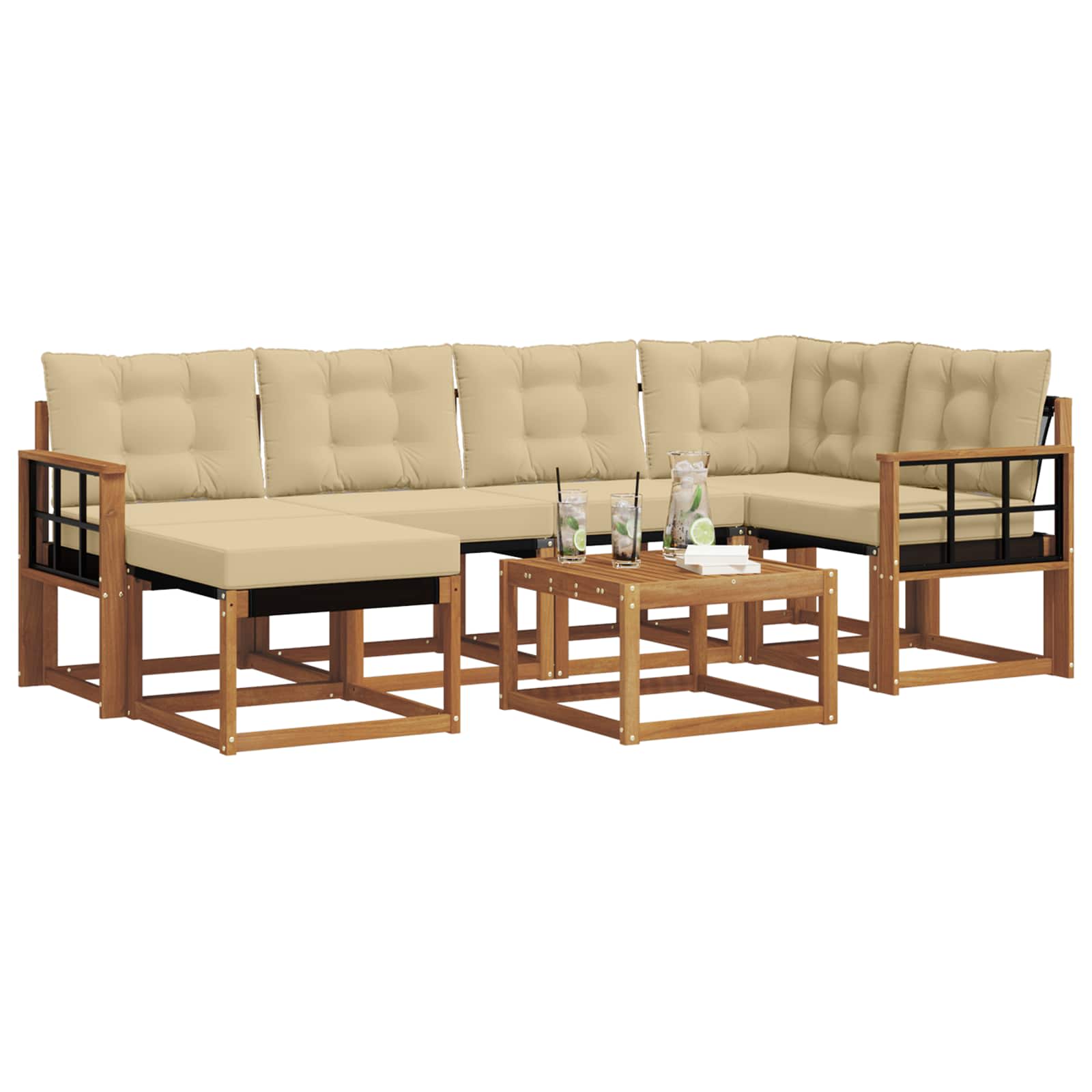 Ensemble de canapés d'extérieur 7 pcs Naturel et Beige - XIOS