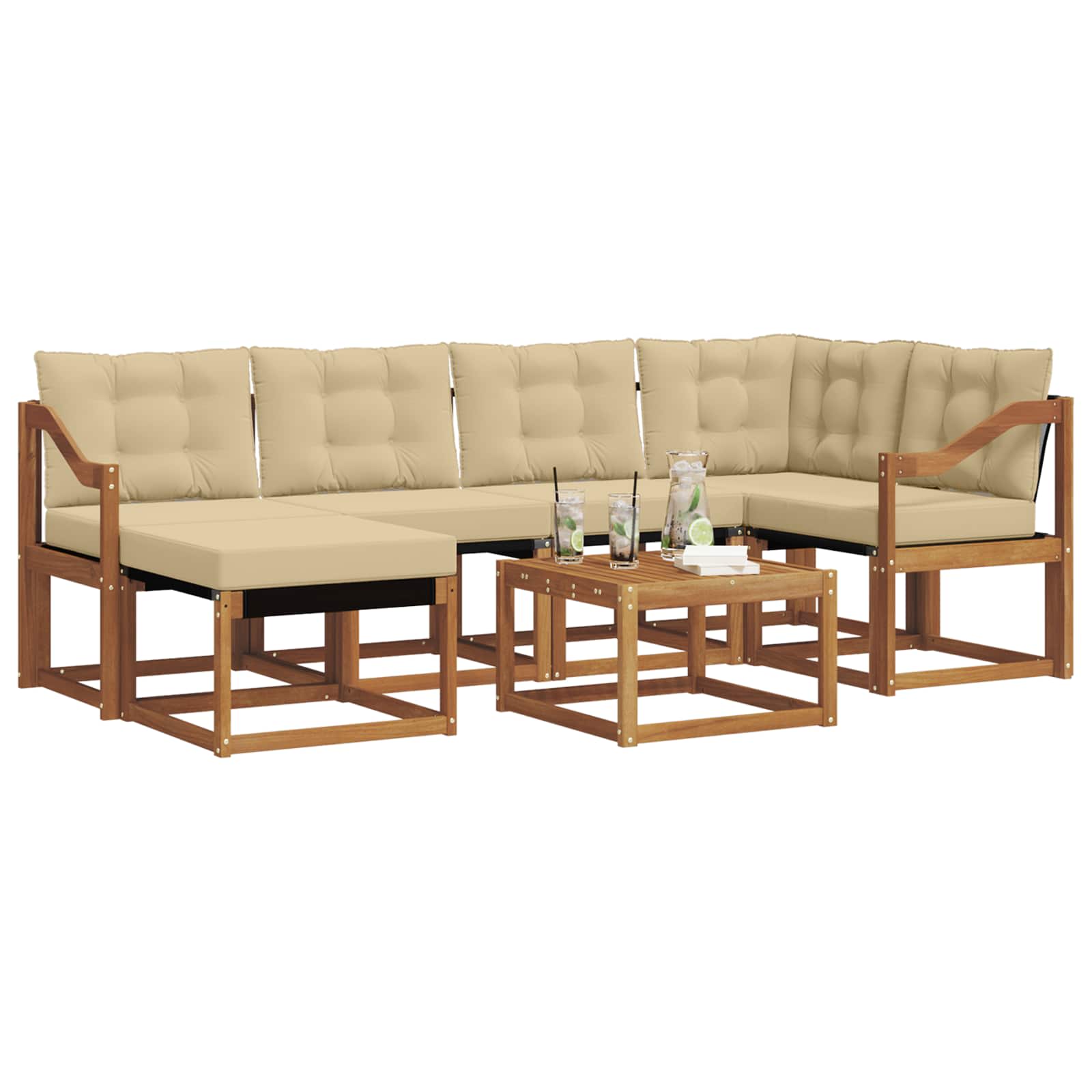 Ensemble de canapés d'extérieur 7 pcs Naturel et Beige - XIOS