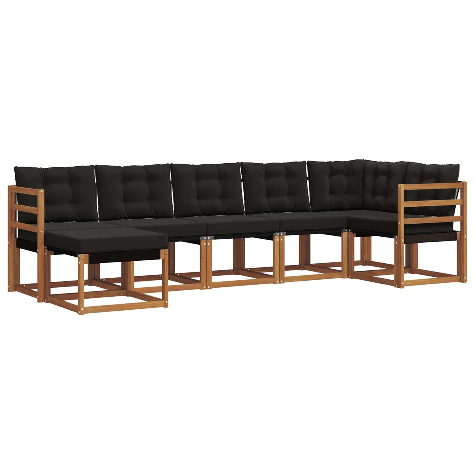 Ensemble de canapés d'extérieur 7 pcs Naturel et Noir - XIOS