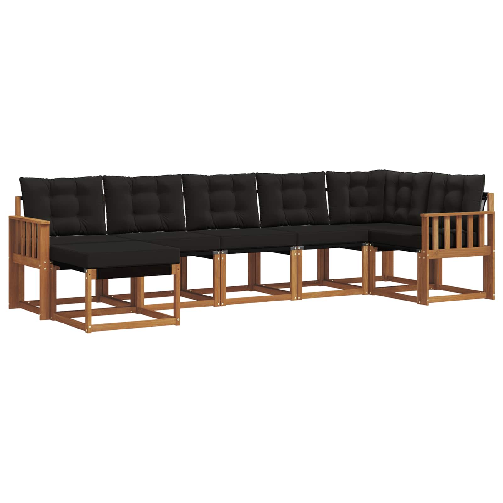 Ensemble de canapés d'extérieur 7 pcs Naturel et Noir - XIOS