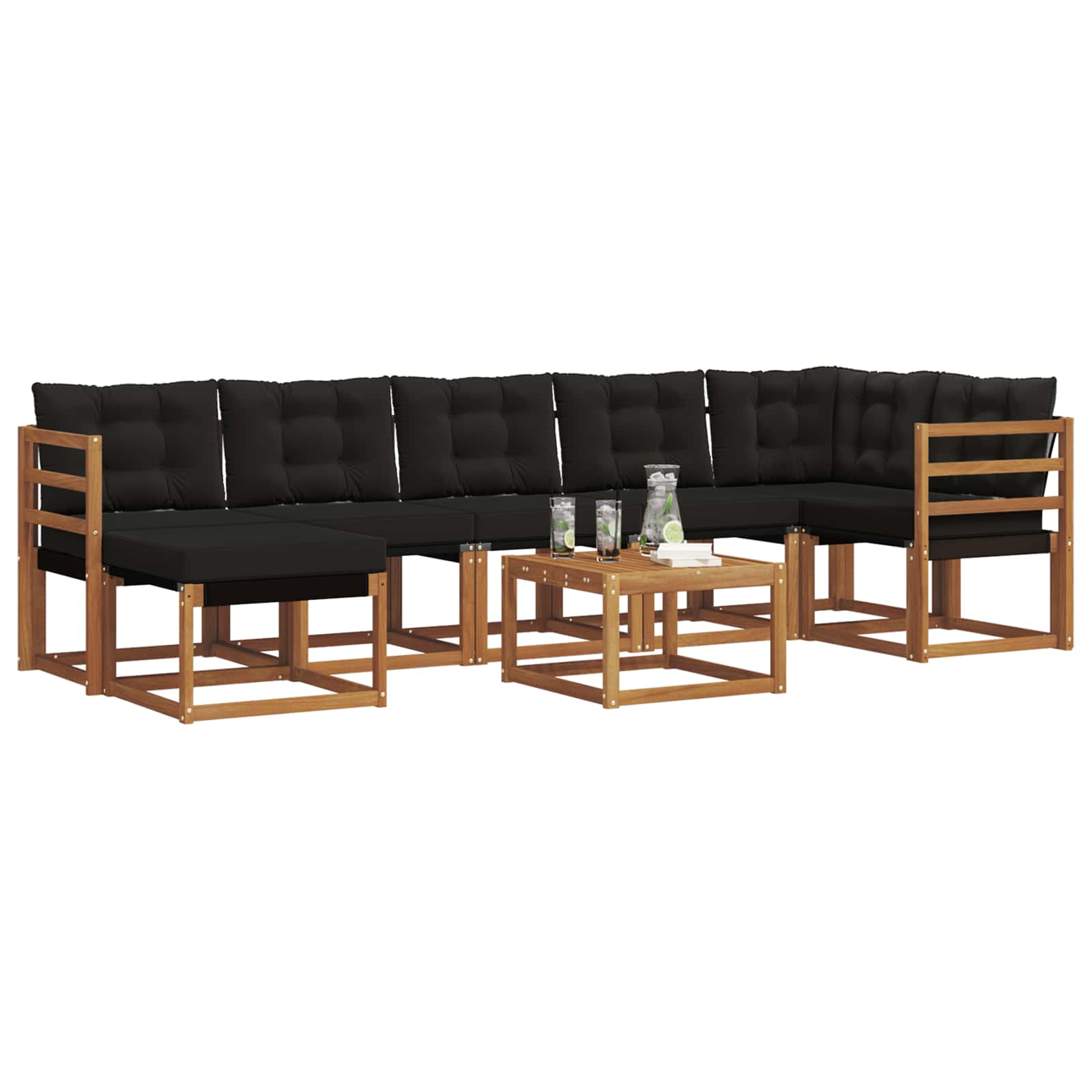 Ensemble de canapés d'extérieur 8 pcs Naturel et Noir - XIOS