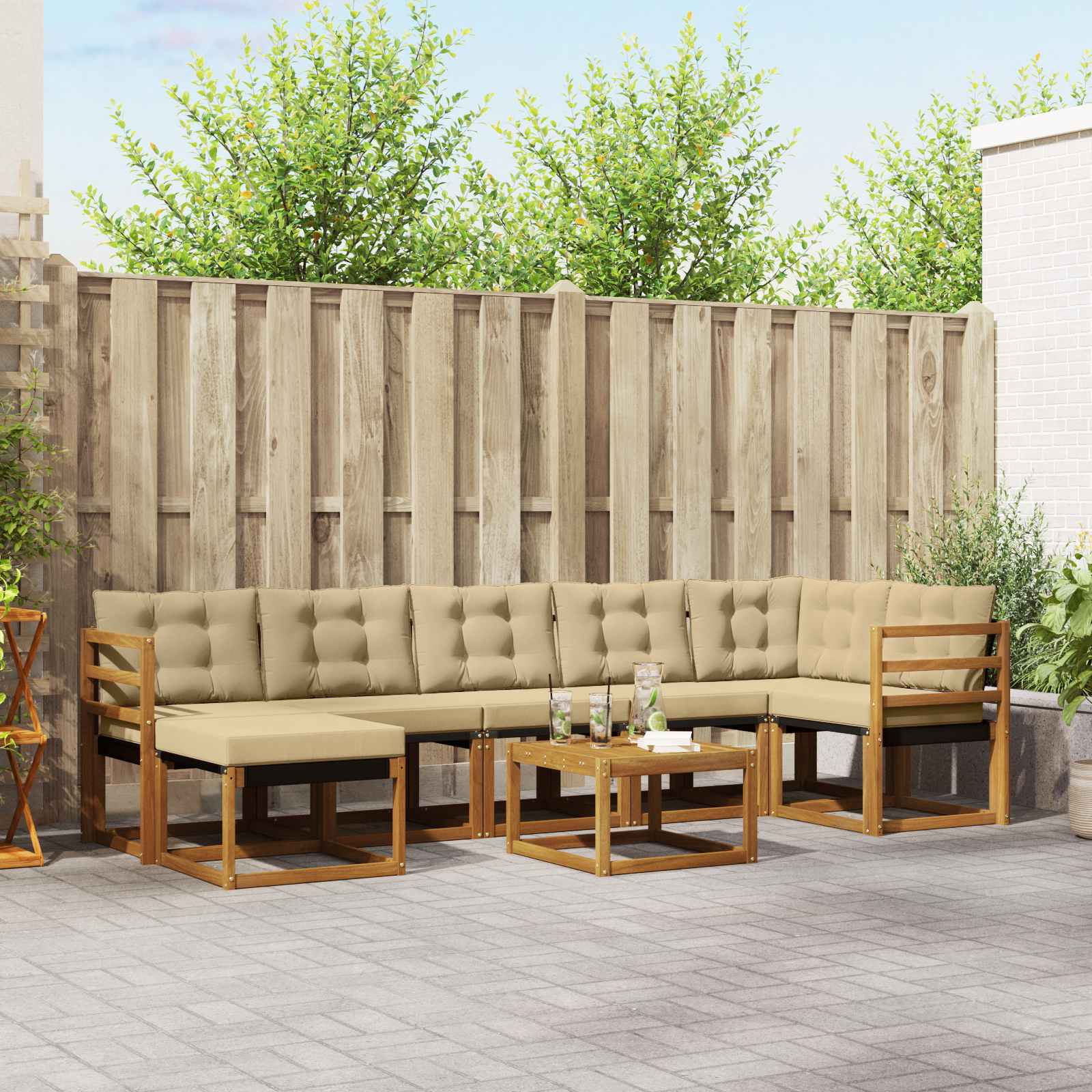 Ensemble de canapés d'extérieur 8 pcs Naturel et Beige - XIOS