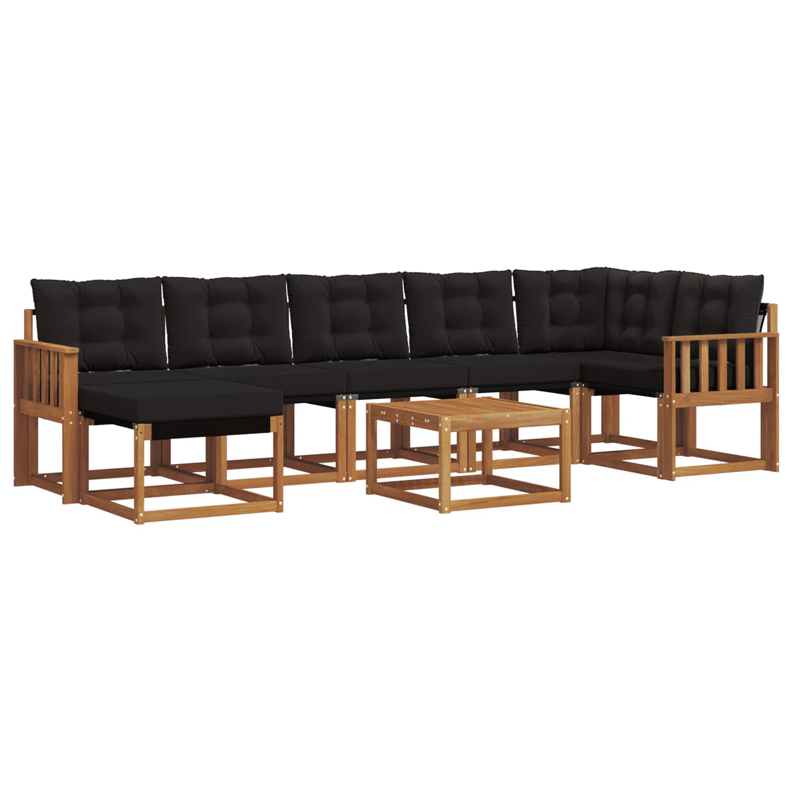 Ensemble de canapés d'extérieur 8 pcs Naturel et Noir - XIOS