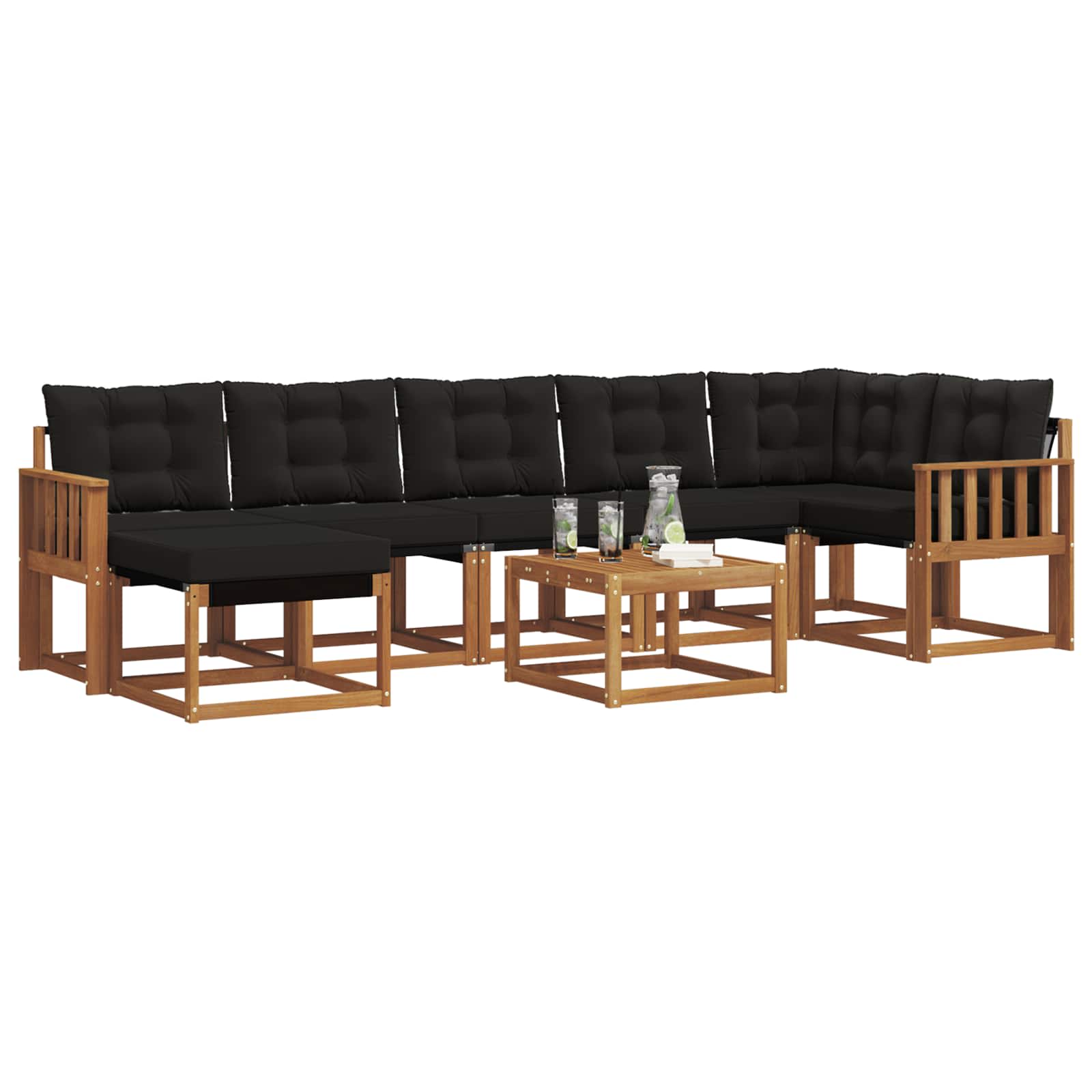 Ensemble de canapés d'extérieur 8 pcs Naturel et Noir - XIOS