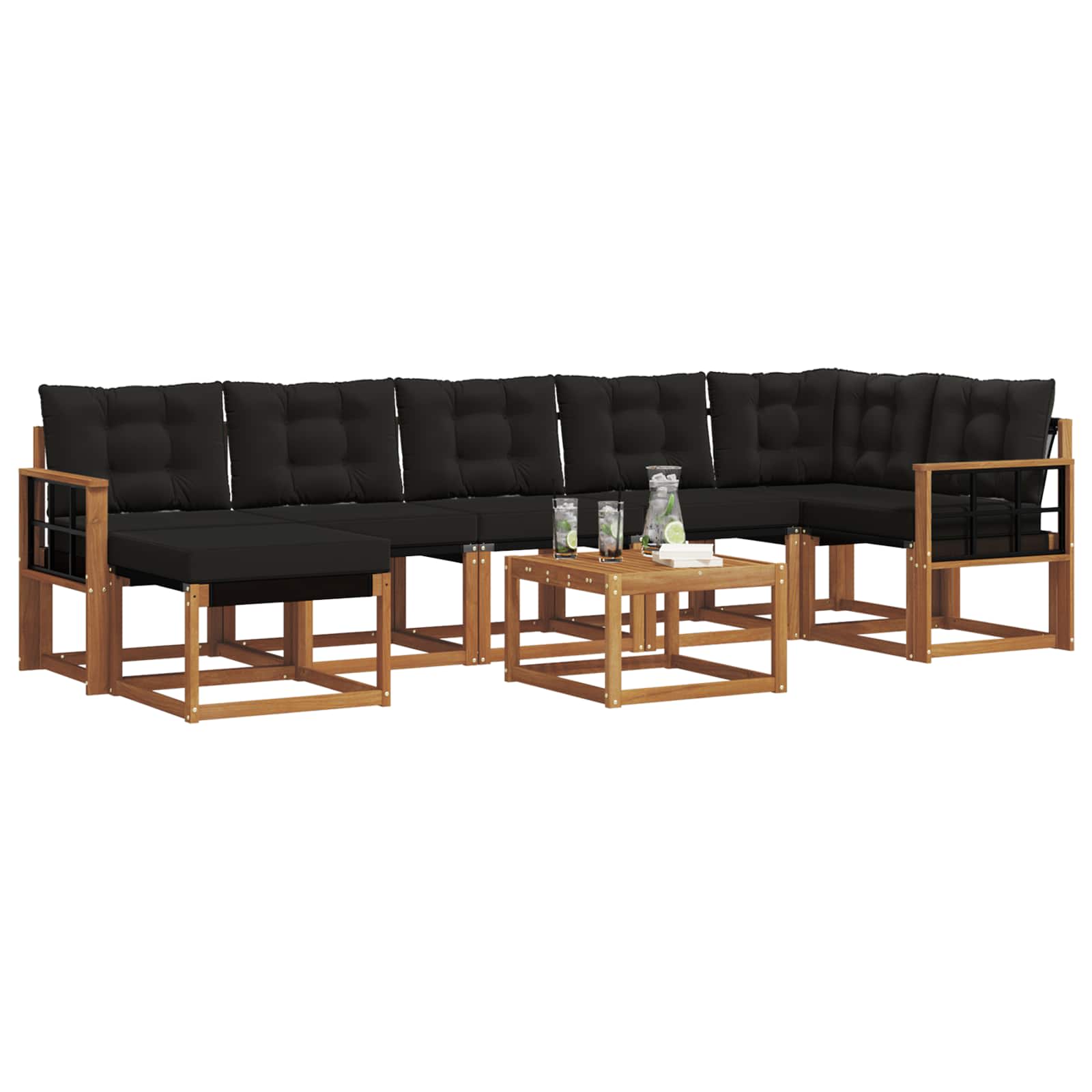 Ensemble de canapés d'extérieur 8 pcs Naturel et Noir - XIOS