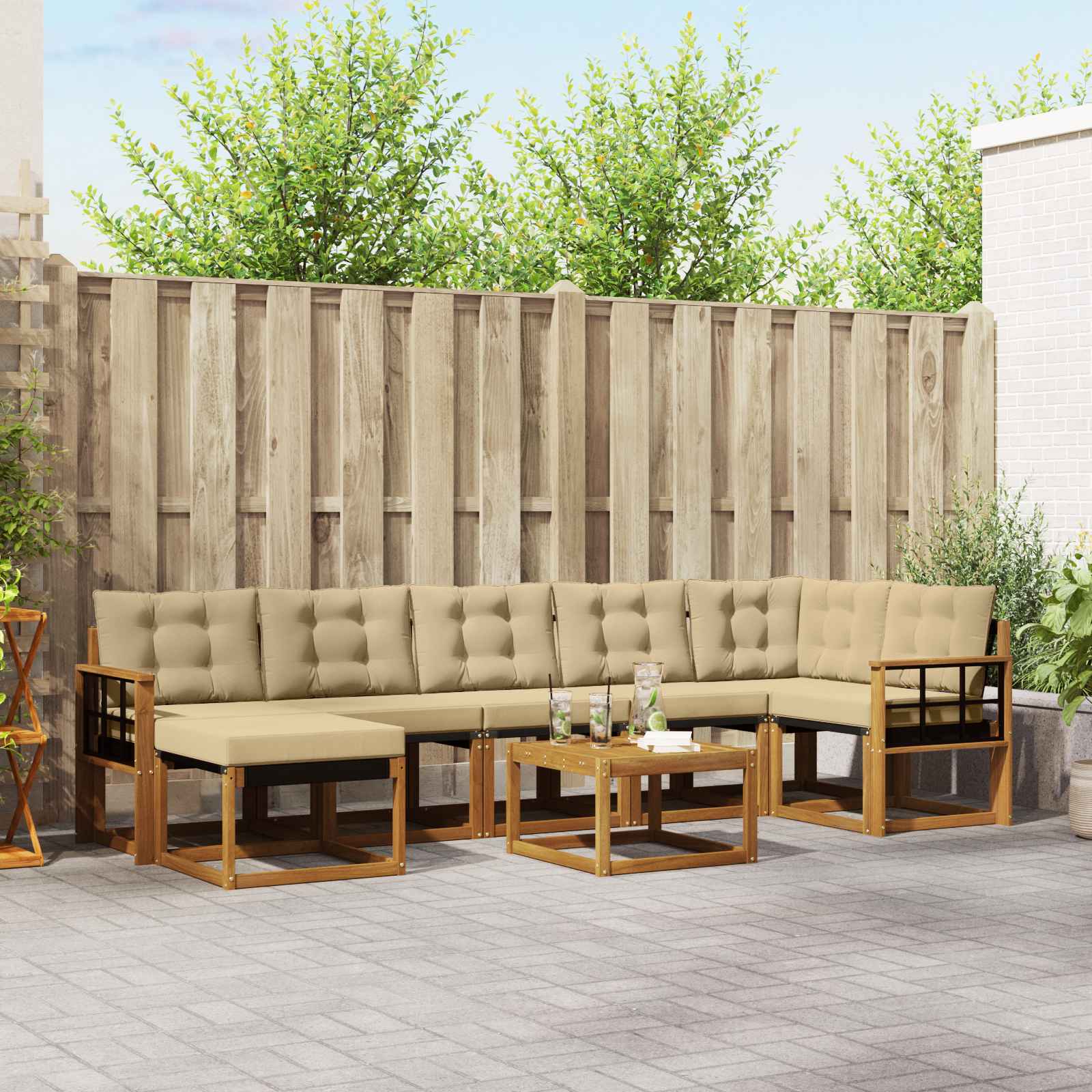 Ensemble de canapés d'extérieur 8 pcs Naturel et Beige - XIOS
