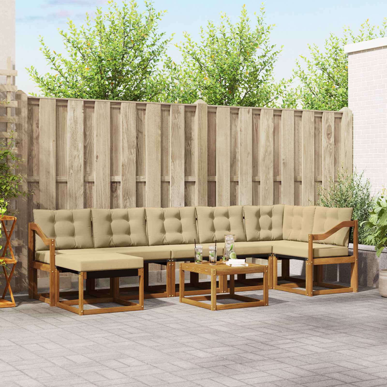 Ensemble de canapés d'extérieur 8 pcs Naturel et Beige - XIOS