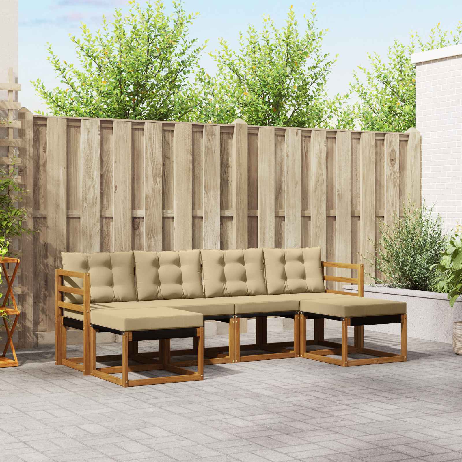 Ensemble de canapés d'extérieur 6 pcs Naturel et Beige - XIOS