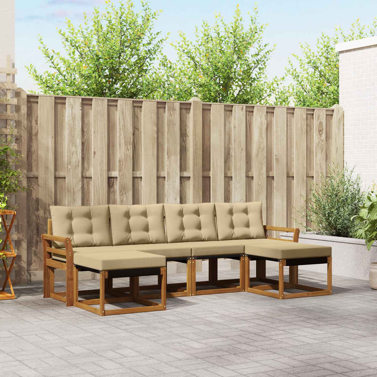 Ensemble de canapés d'extérieur 6 pcs Naturel et Beige - XIOS