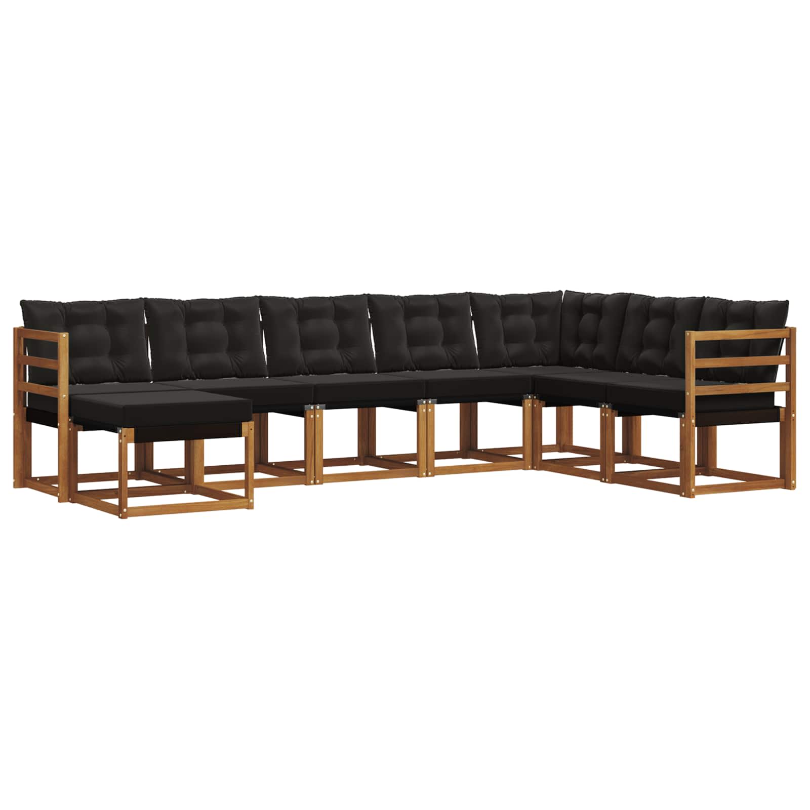 Ensemble de canapés d'extérieur 8 pcs Naturel et Noir - XIOS