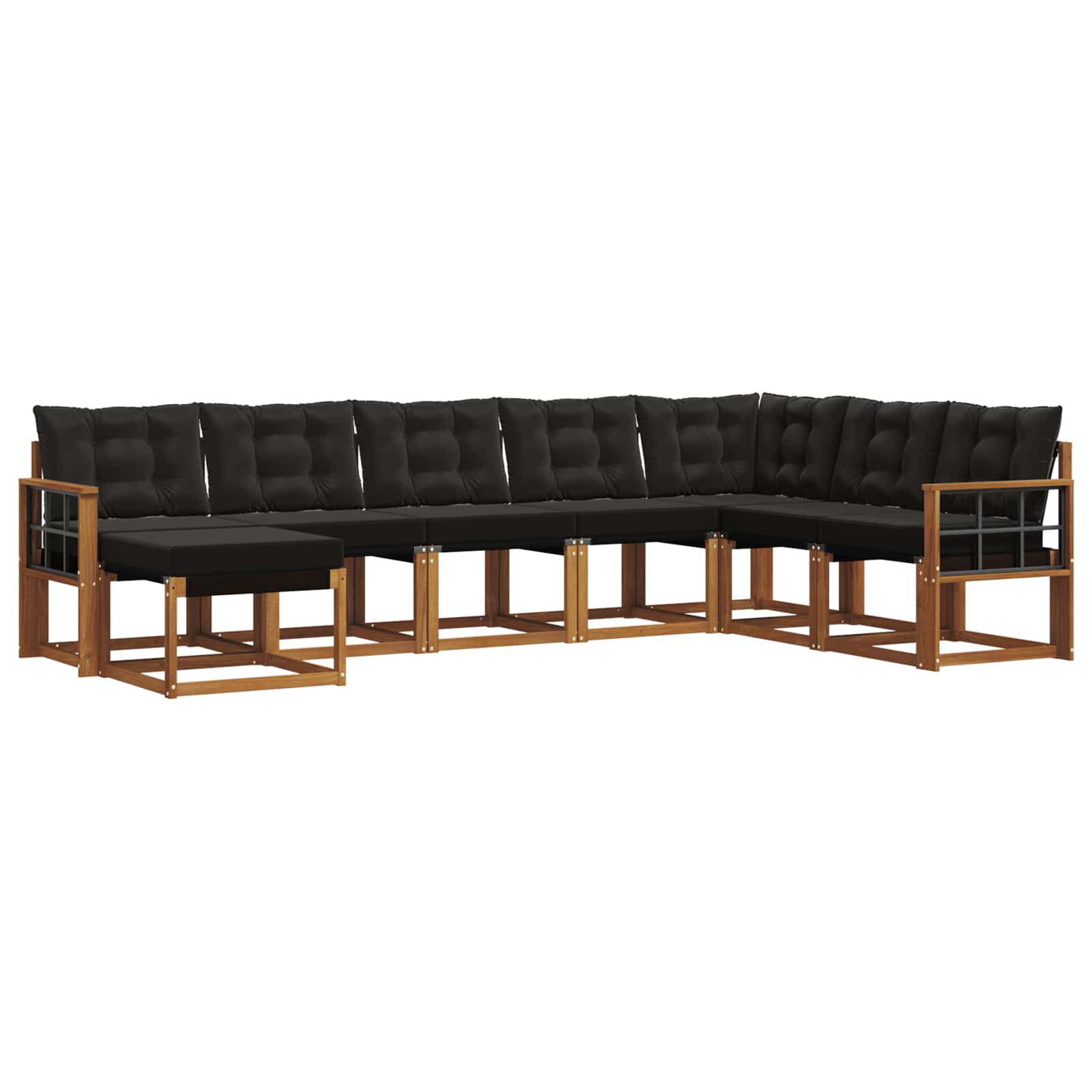 Ensemble de canapés d'extérieur 8 pcs Naturel et Noir - XIOS