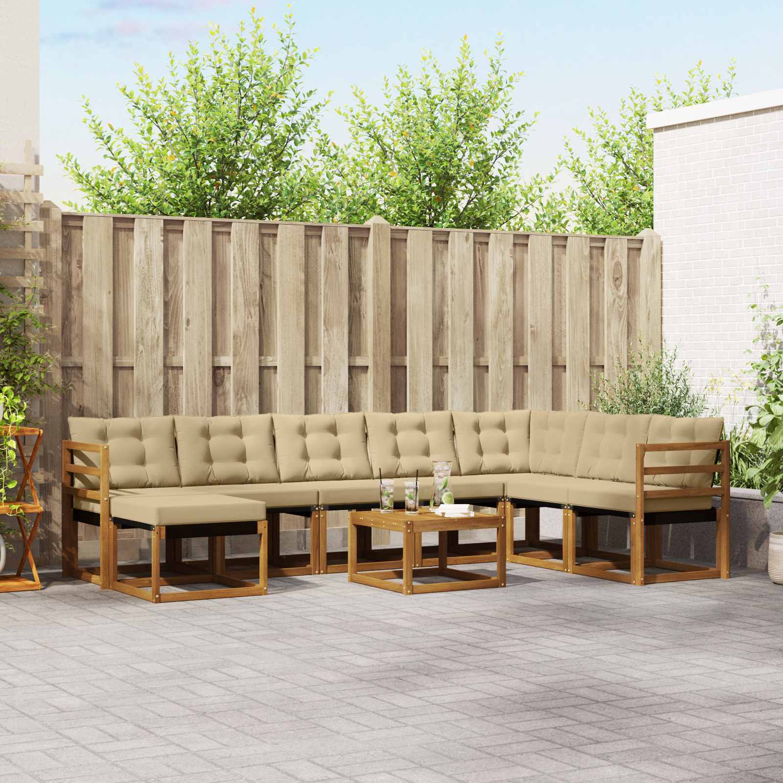 Ensemble de canapés d'extérieur 9 pcs Naturel et Beige - XIOS