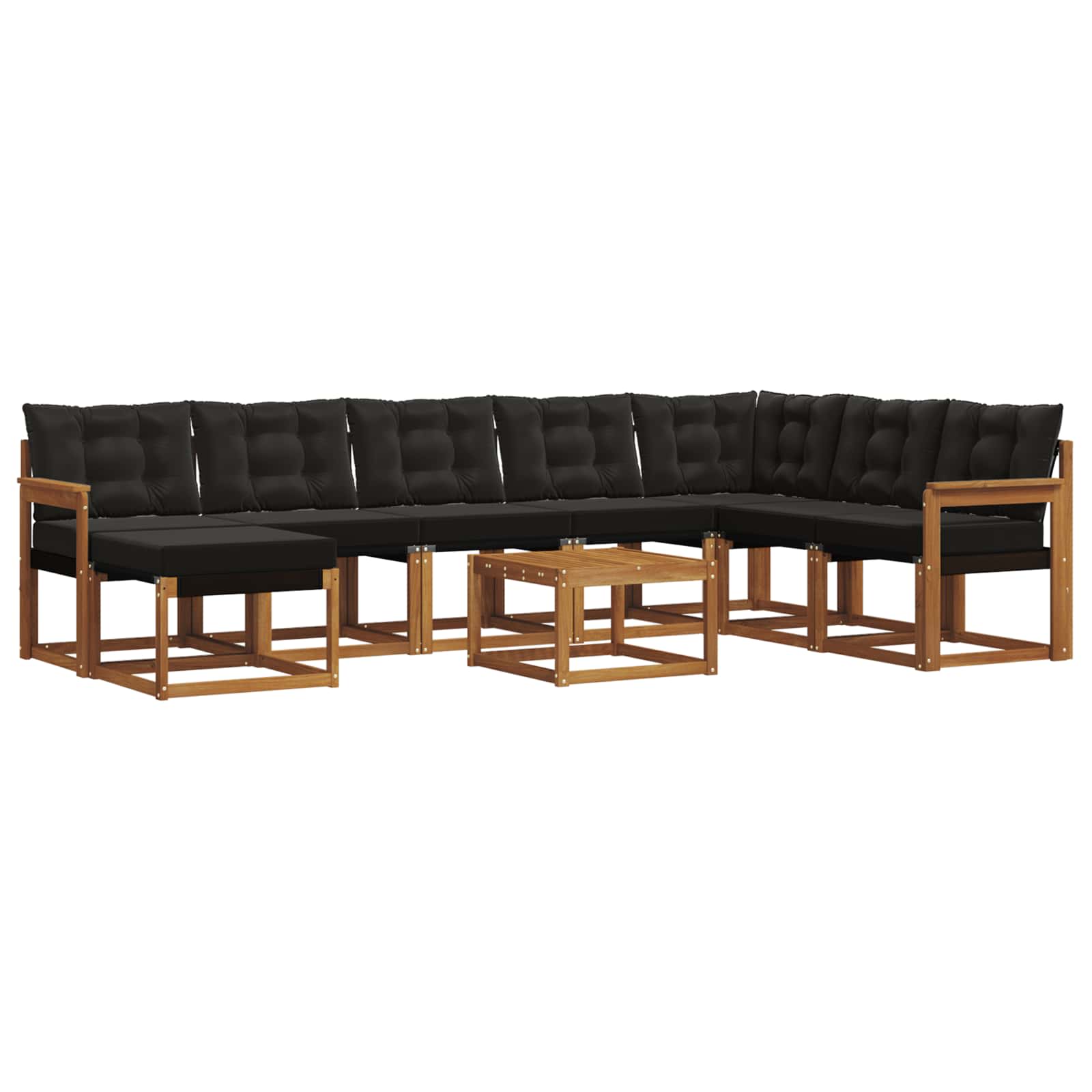Ensemble de canapés d'extérieur 9 pcs Naturel et Noir - XIOS