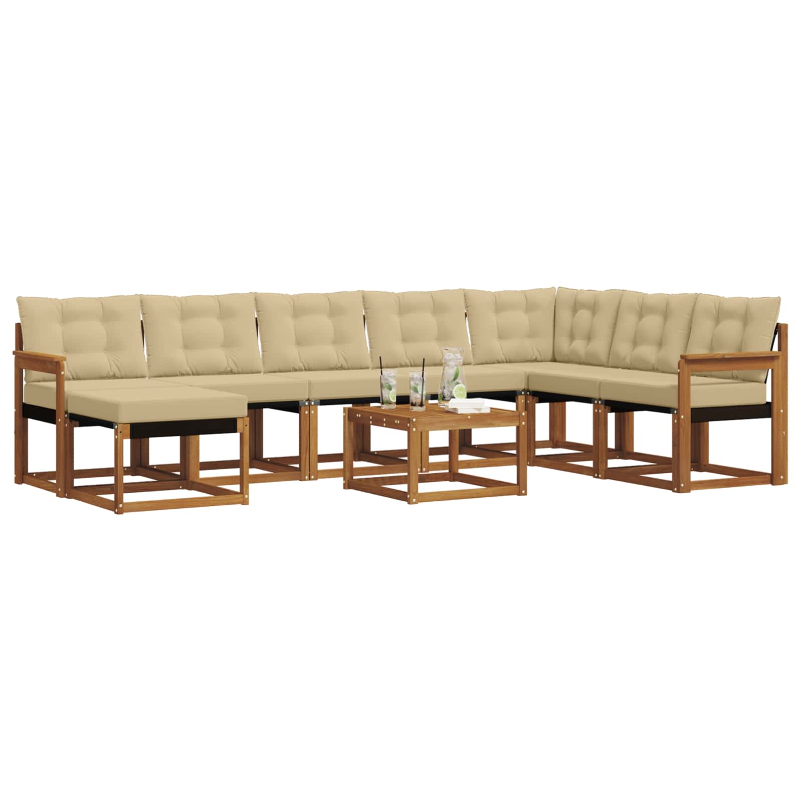 Ensemble de canapés d'extérieur 9 pcs Naturel et Beige - XIOS