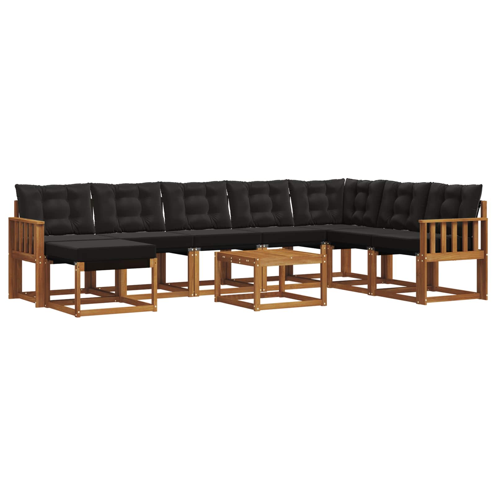 Ensemble de canapés d'extérieur 9 pcs Naturel et Noir - XIOS