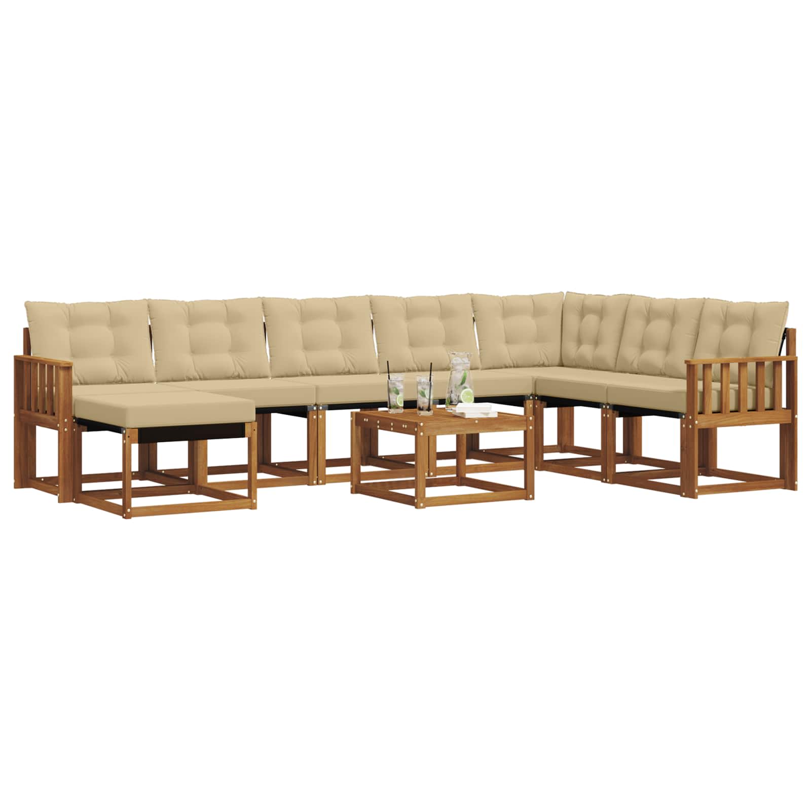 Ensemble de canapés d'extérieur 9 pcs Naturel et Beige - XIOS